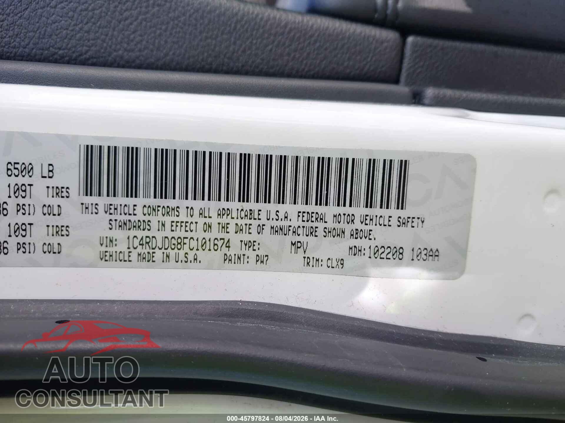 DODGE DURANGO 2015 - 1C4RDJDG8FC101674