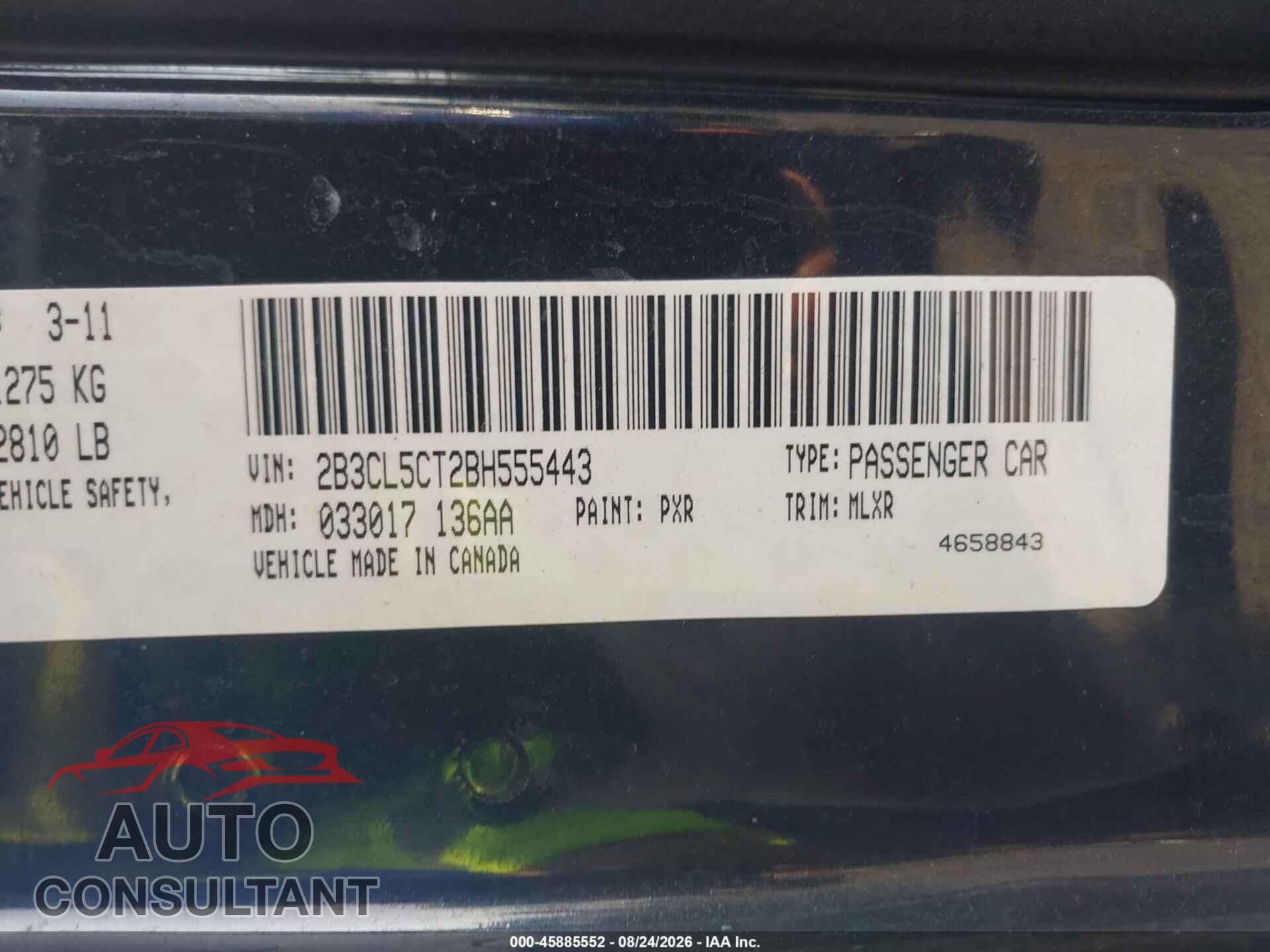 DODGE CHARGER 2011 - 2B3CL5CT2BH555443