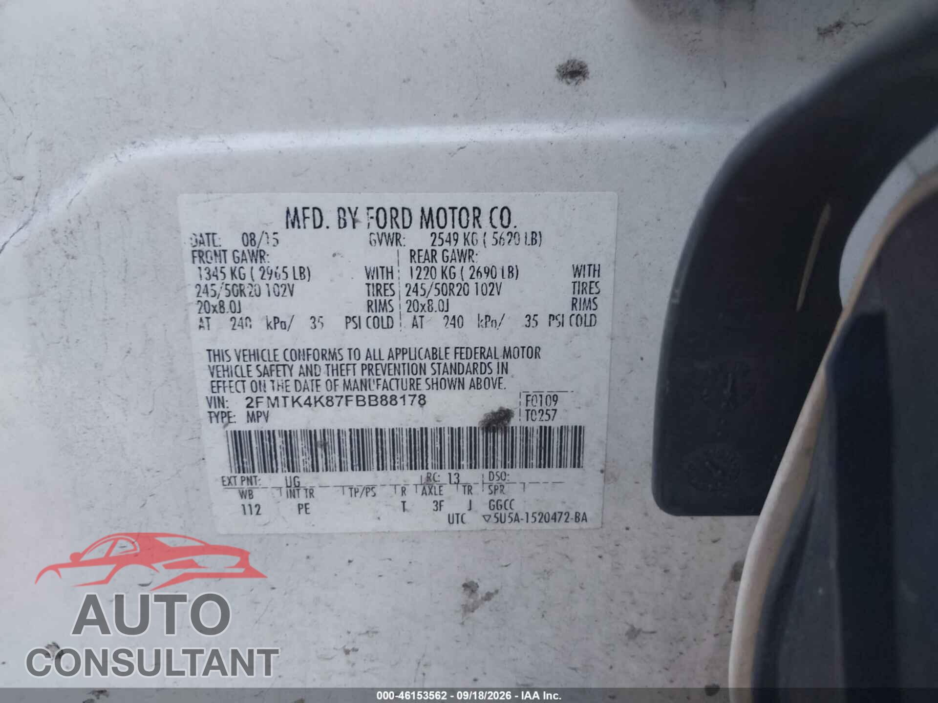 FORD EDGE 2015 - 2FMTK4K87FBB88178