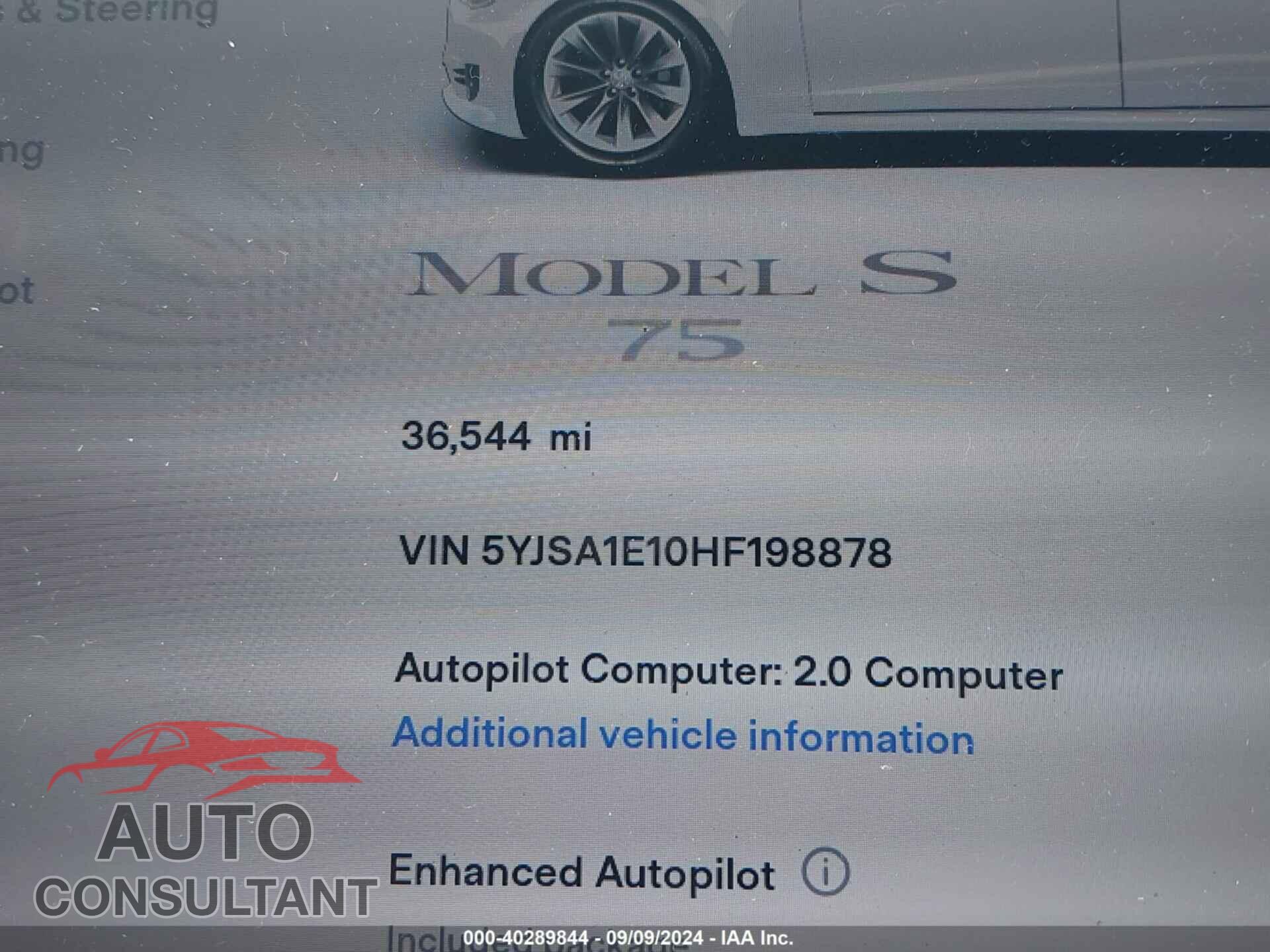 TESLA MODEL S 2017 - 5YJSA1E10HF198878