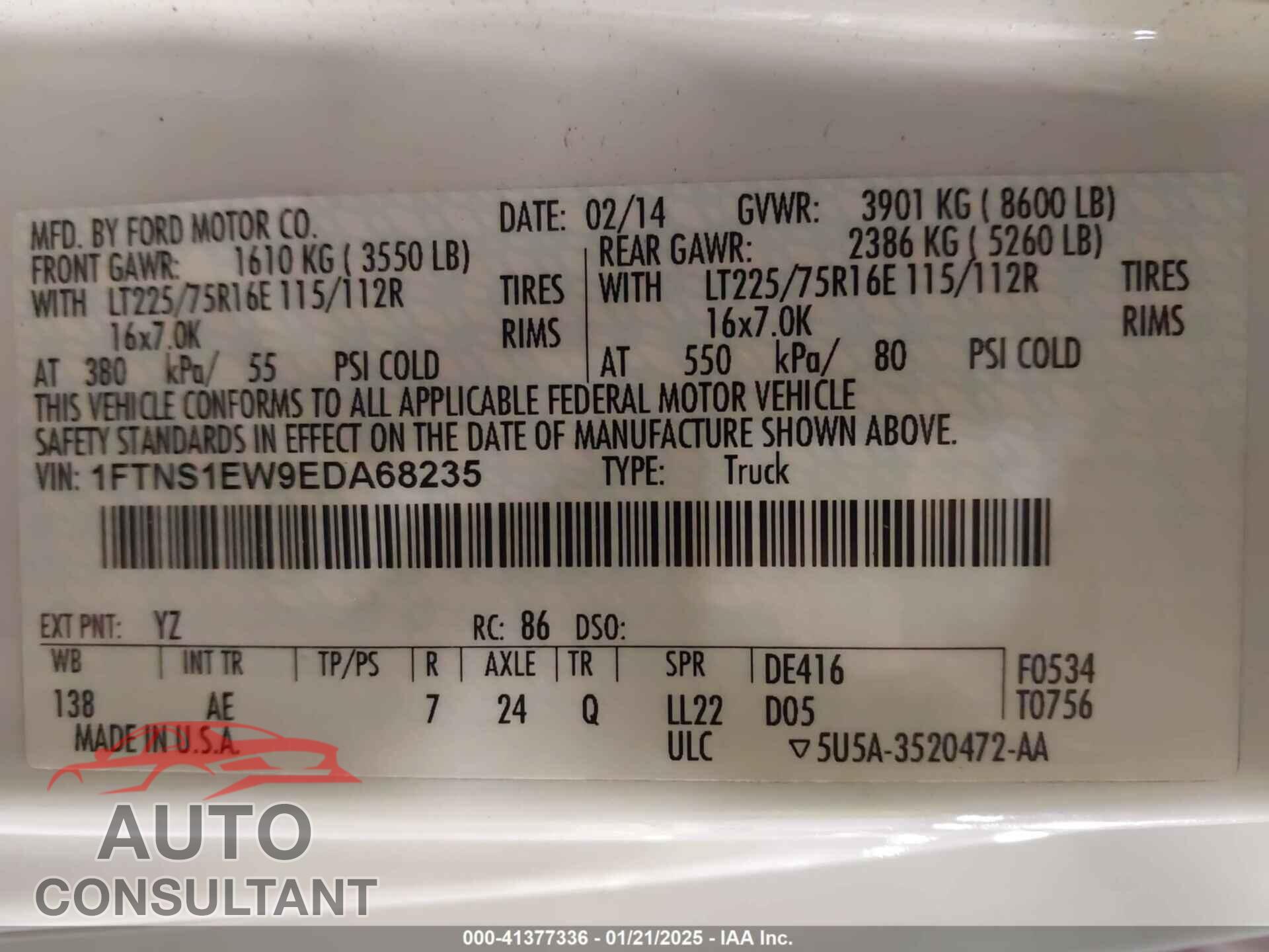 FORD E-150 2014 - 1FTNS1EW9EDA68235