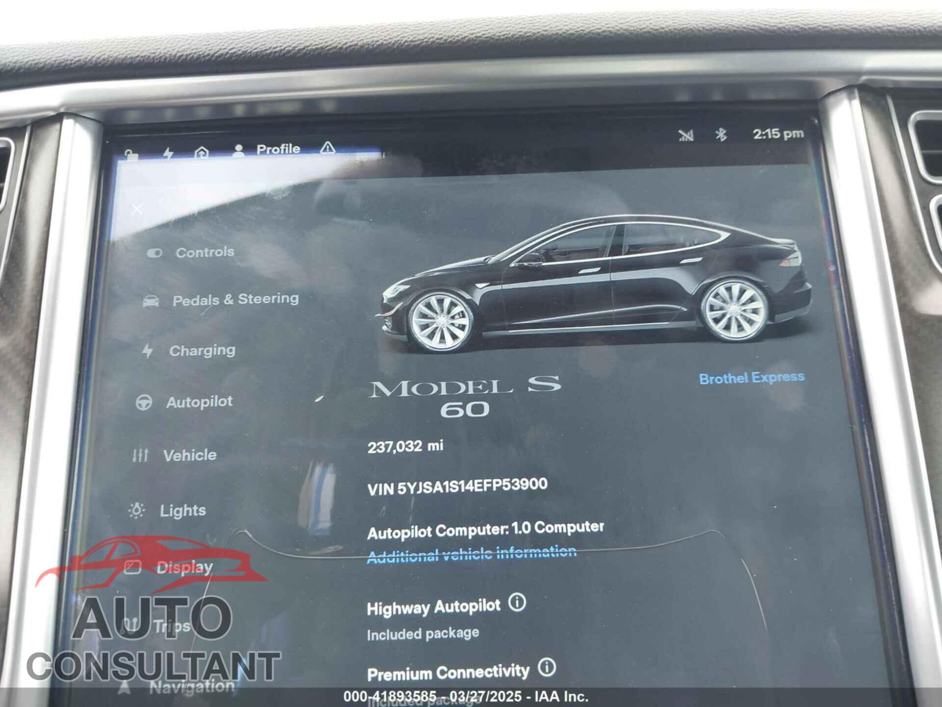 TESLA MODEL S 2014 - 5YJSA1S14EFP53900