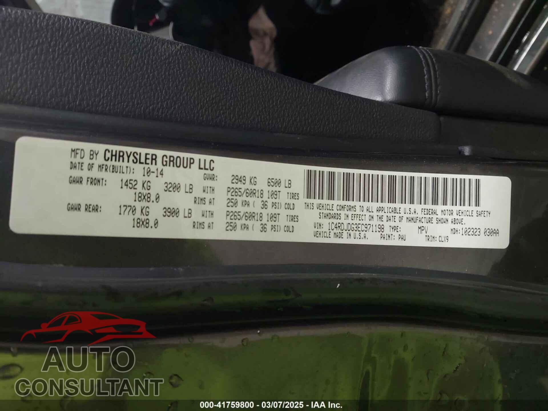 DODGE DURANGO 2014 - 1C4RDJDG3EC971198