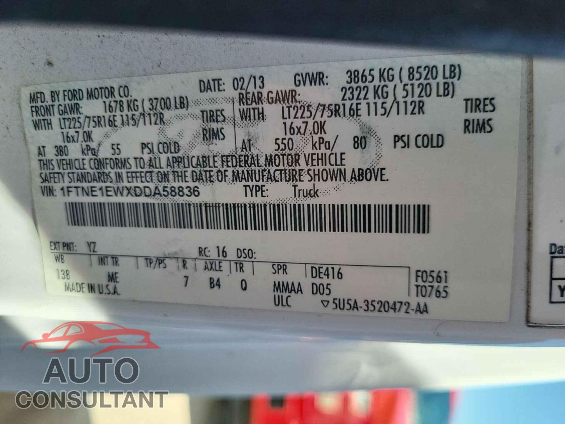 FORD E-150 2013 - 1FTNE1EWXDDA58836