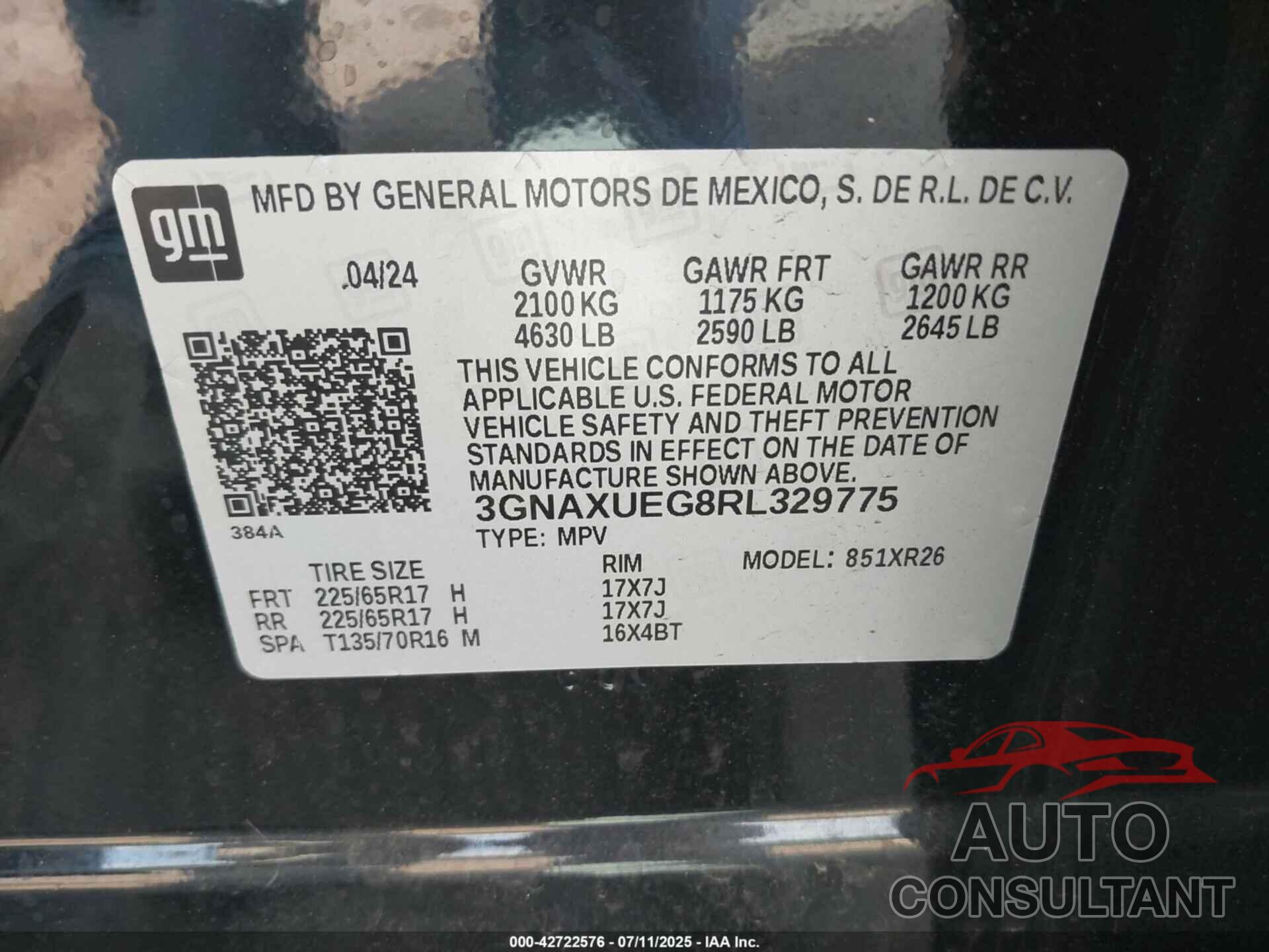 CHEVROLET EQUINOX 2024 - 3GNAXUEG8RL329775