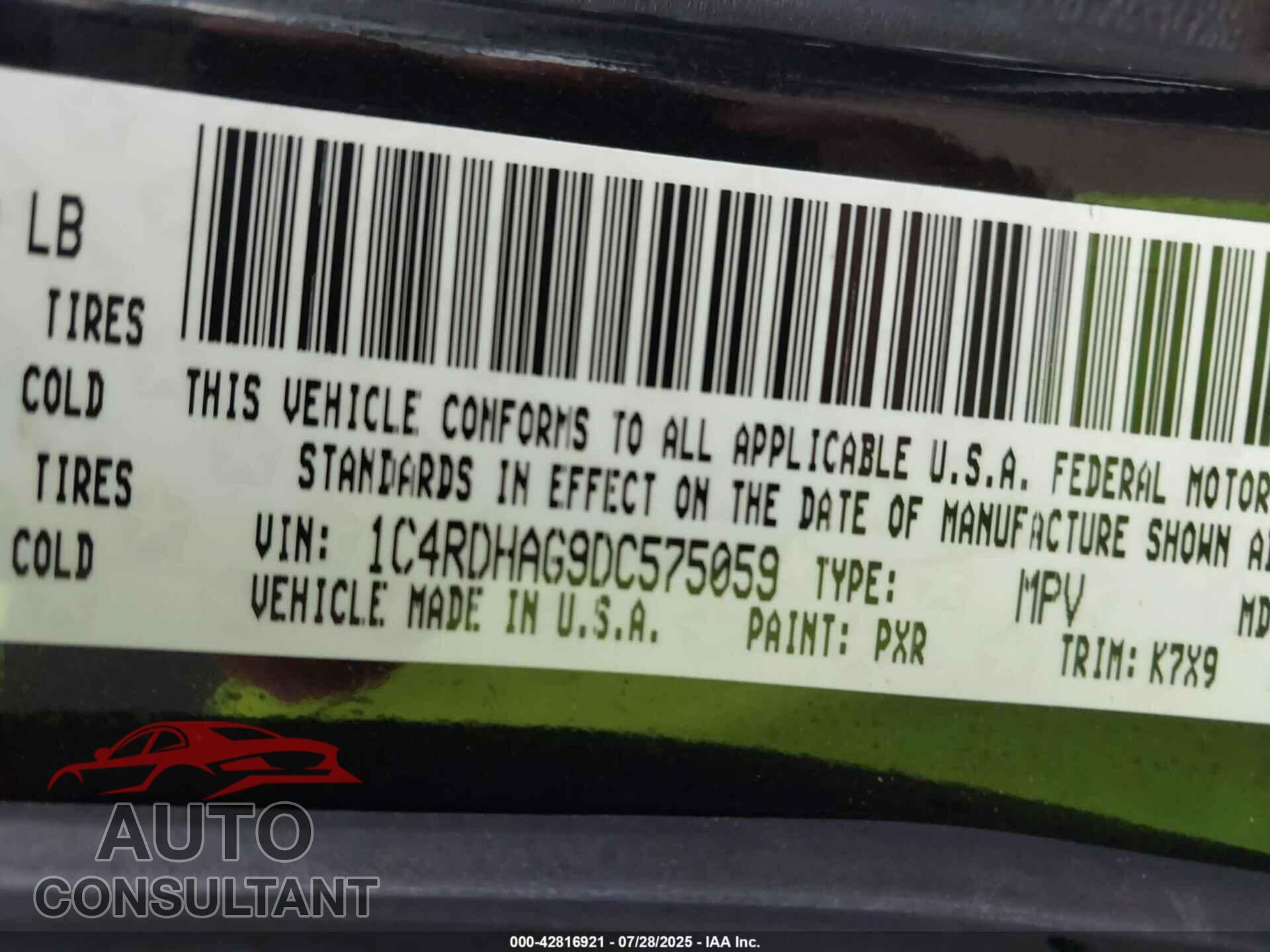 DODGE DURANGO 2013 - 1C4RDHAG9DC575059