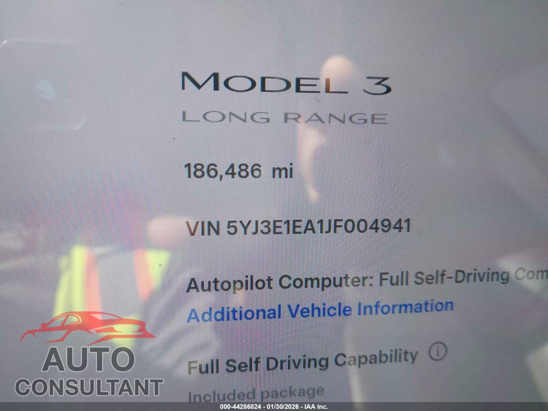 TESLA MODEL 3 2018 - 5YJ3E1EA1JF004941