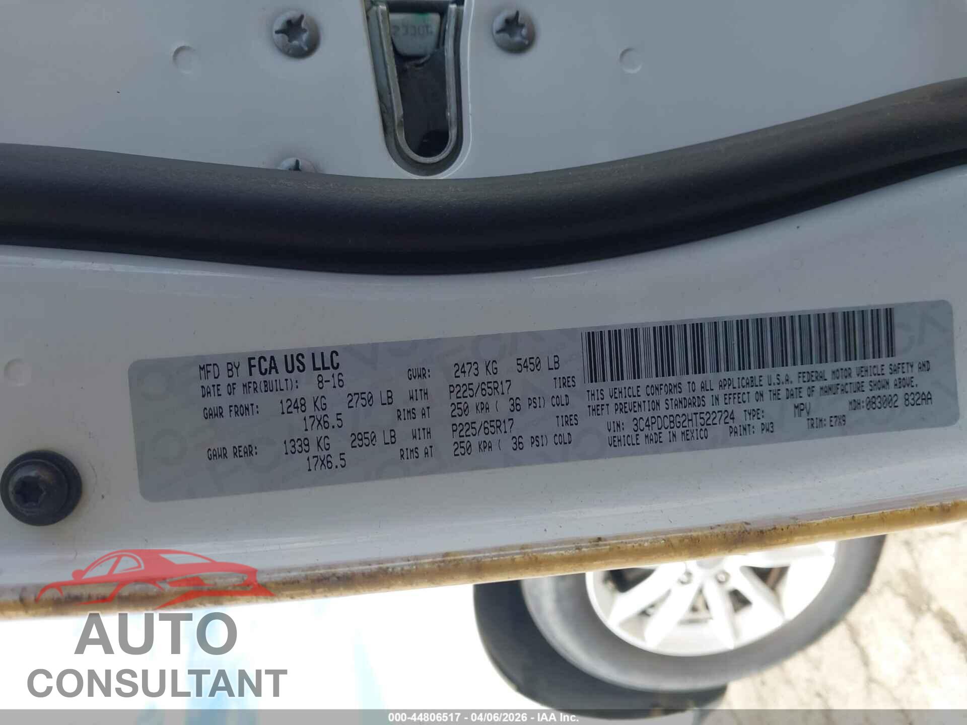 DODGE JOURNEY 2017 - 3C4PDCBG2HT522724