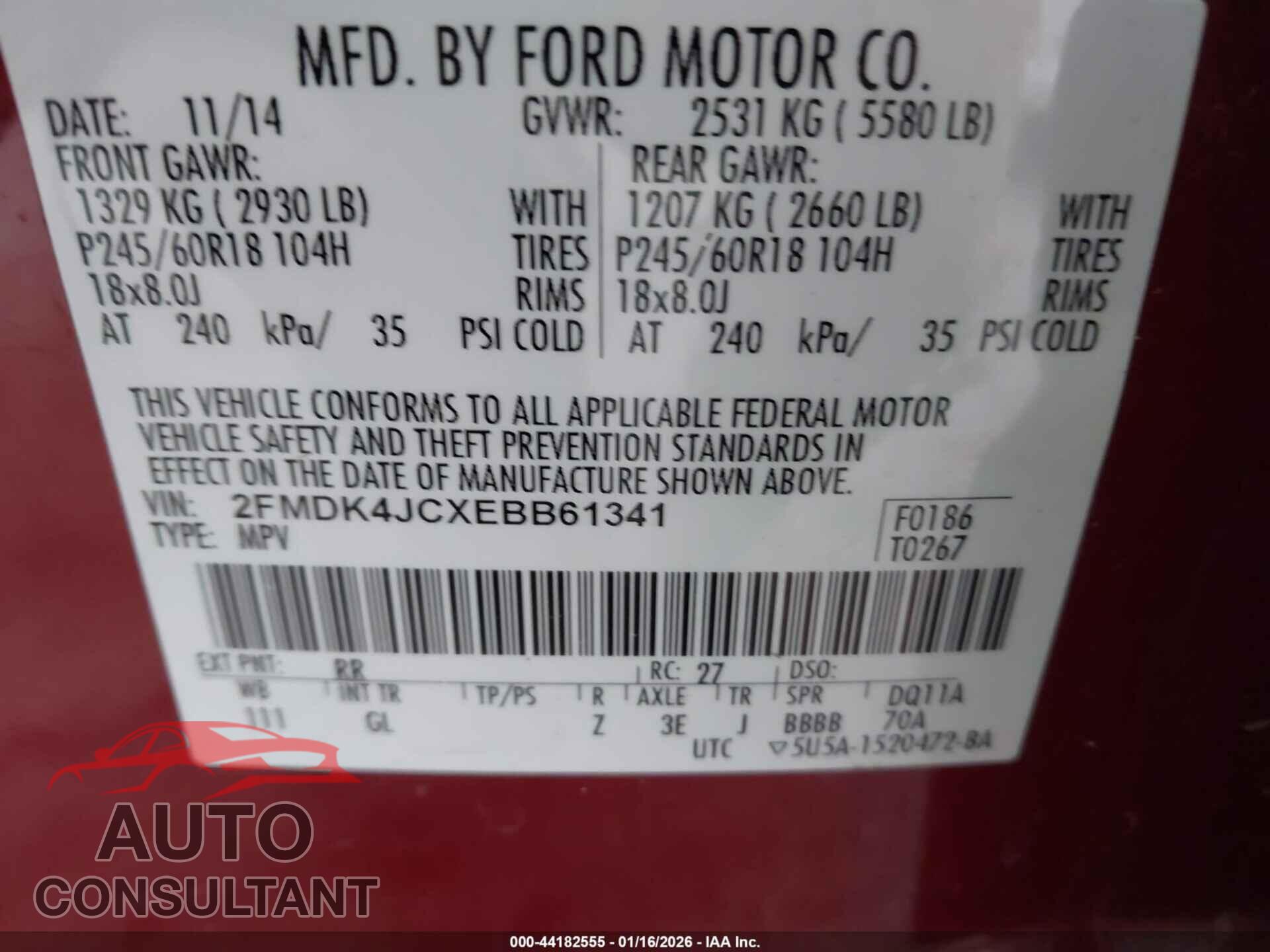 FORD EDGE 2014 - 2FMDK4JCXEBB61341