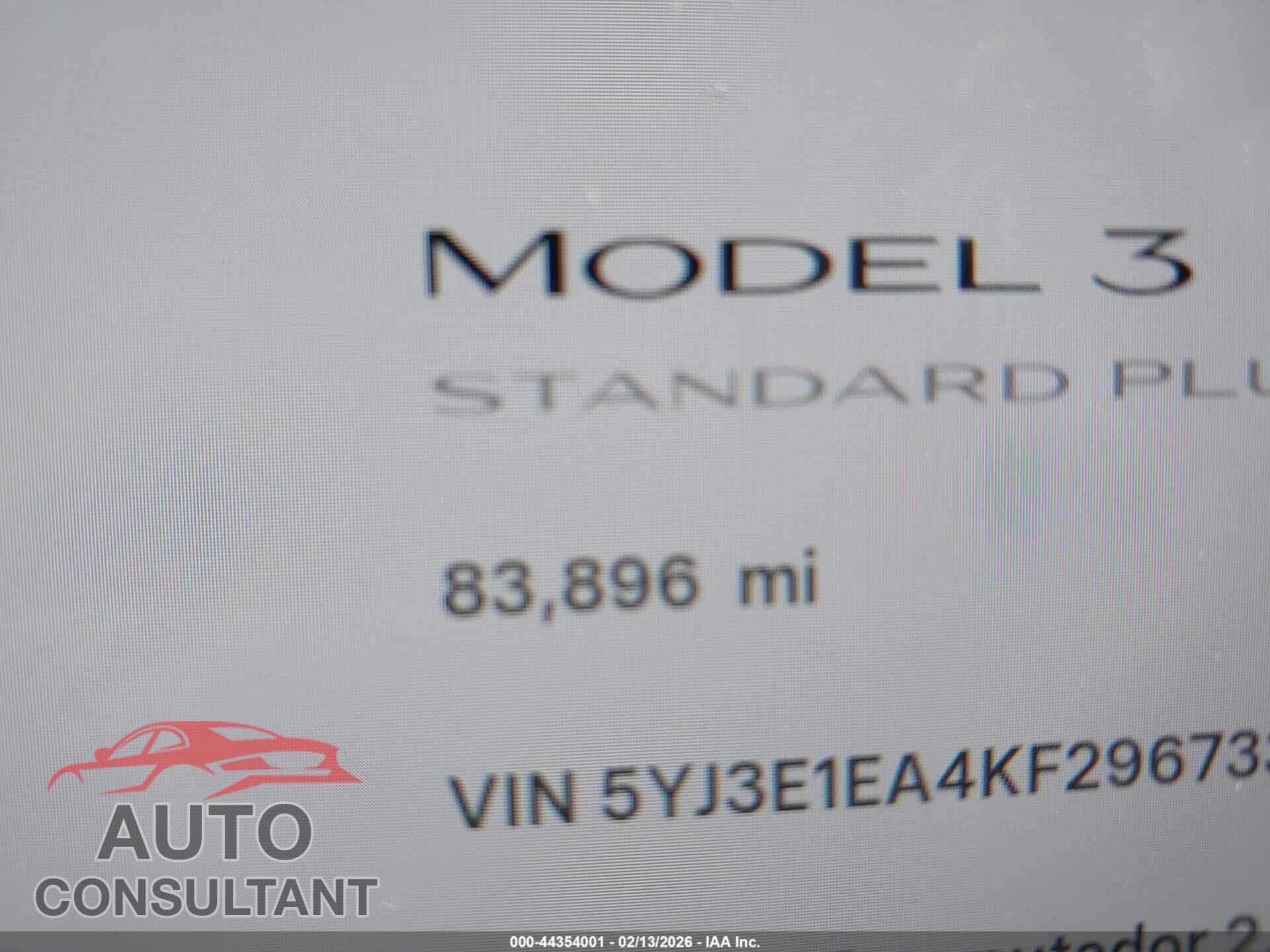 TESLA MODEL 3 2019 - 5YJ3E1EA4KF296733