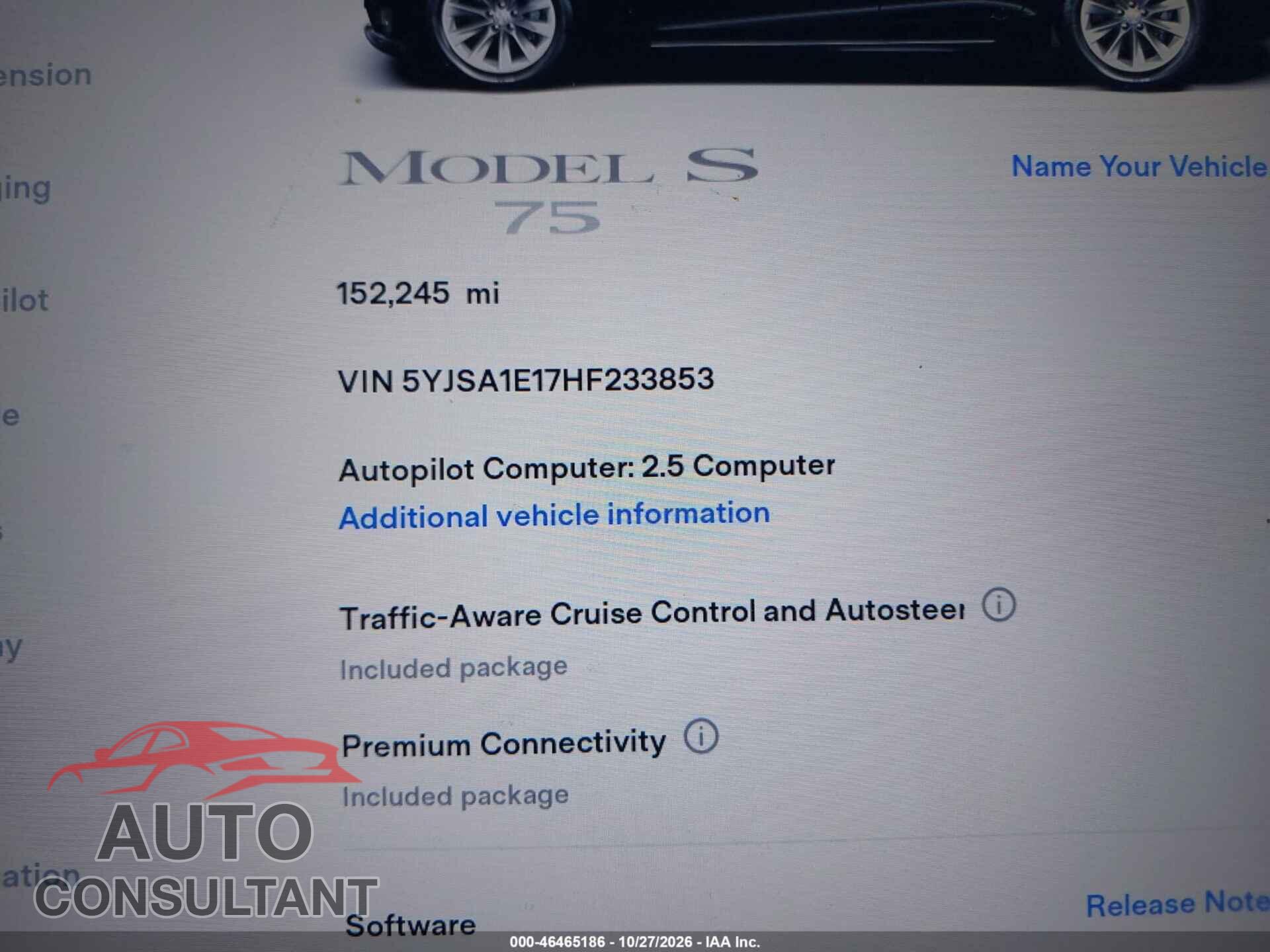 TESLA MODEL S 2017 - 5YJSA1E17HF233853