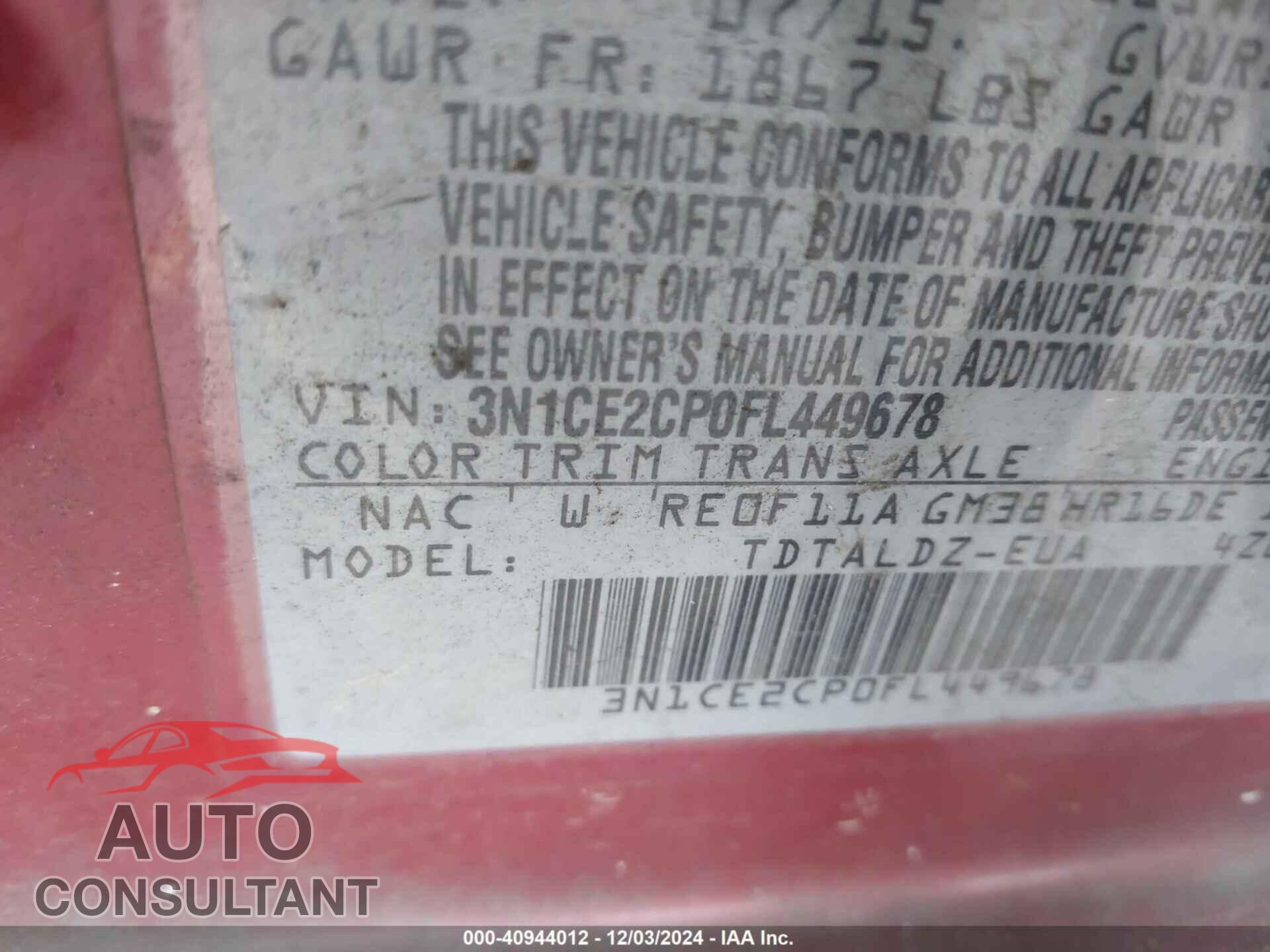 NISSAN VERSA NOTE 2015 - 3N1CE2CP0FL449678