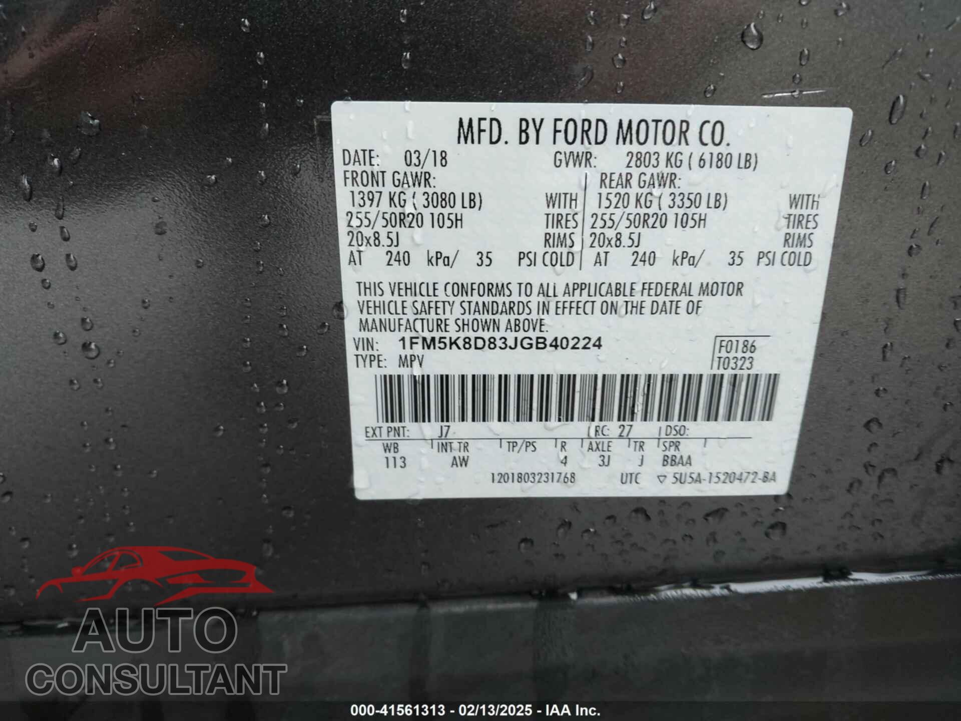 FORD EXPLORER 2018 - 1FM5K8D83JGB40224