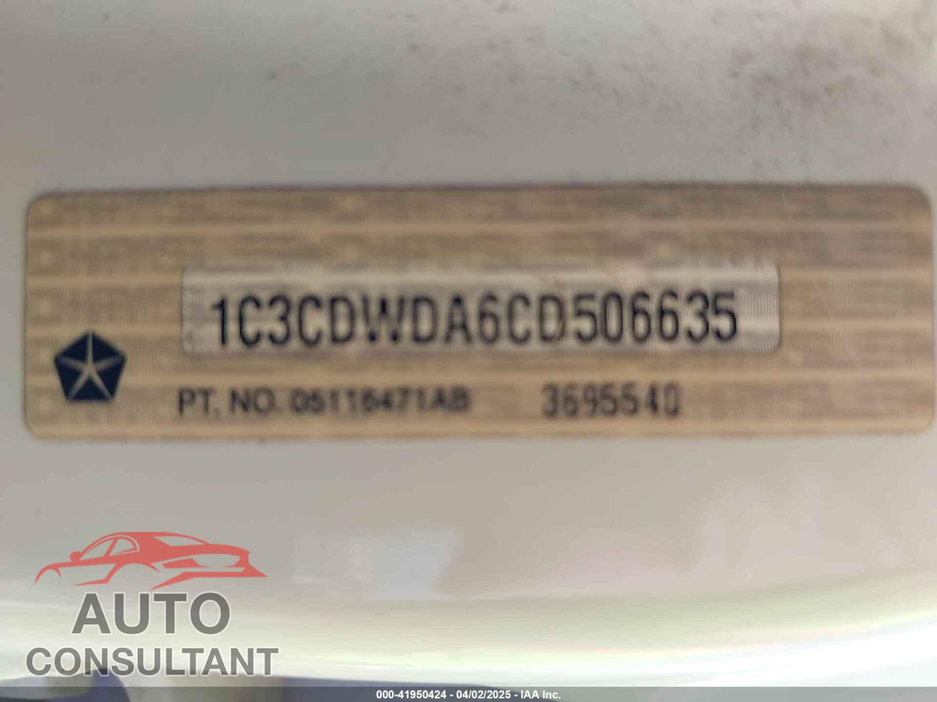 DODGE CALIBER 2012 - 1C3CDWDA6CD506635