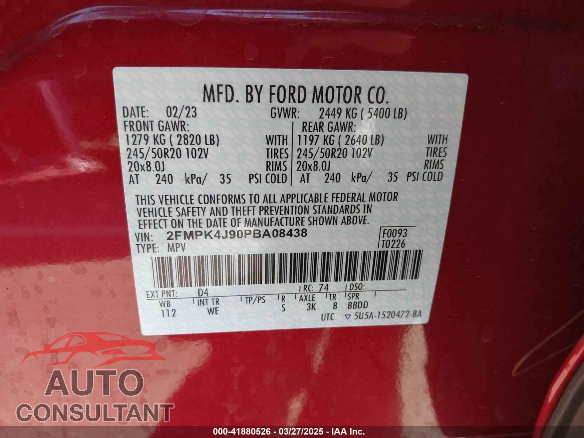 FORD EDGE 2023 - 2FMPK4J90PBA08438