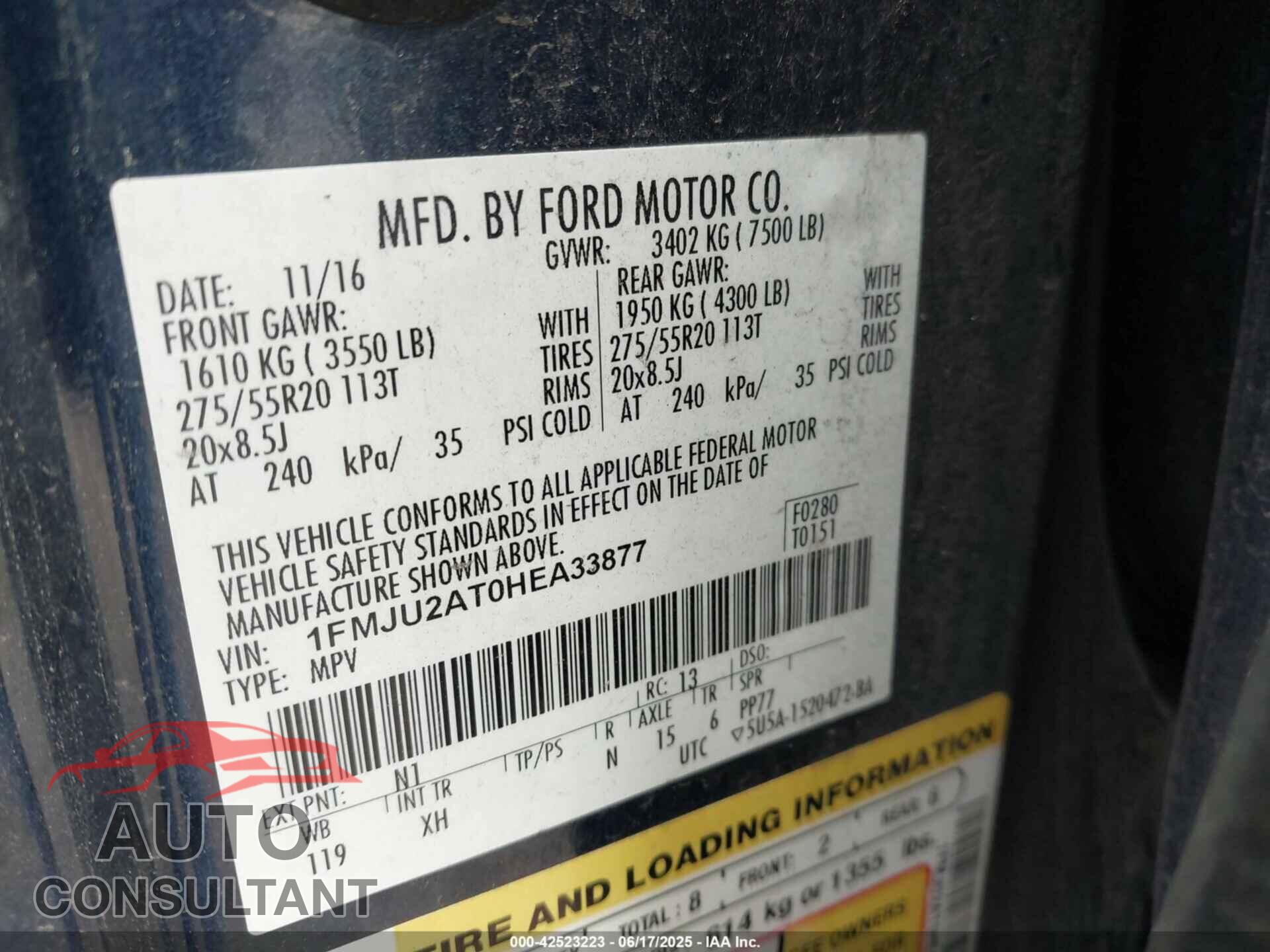 FORD EXPEDITION 2017 - 1FMJU2AT0HEA33877