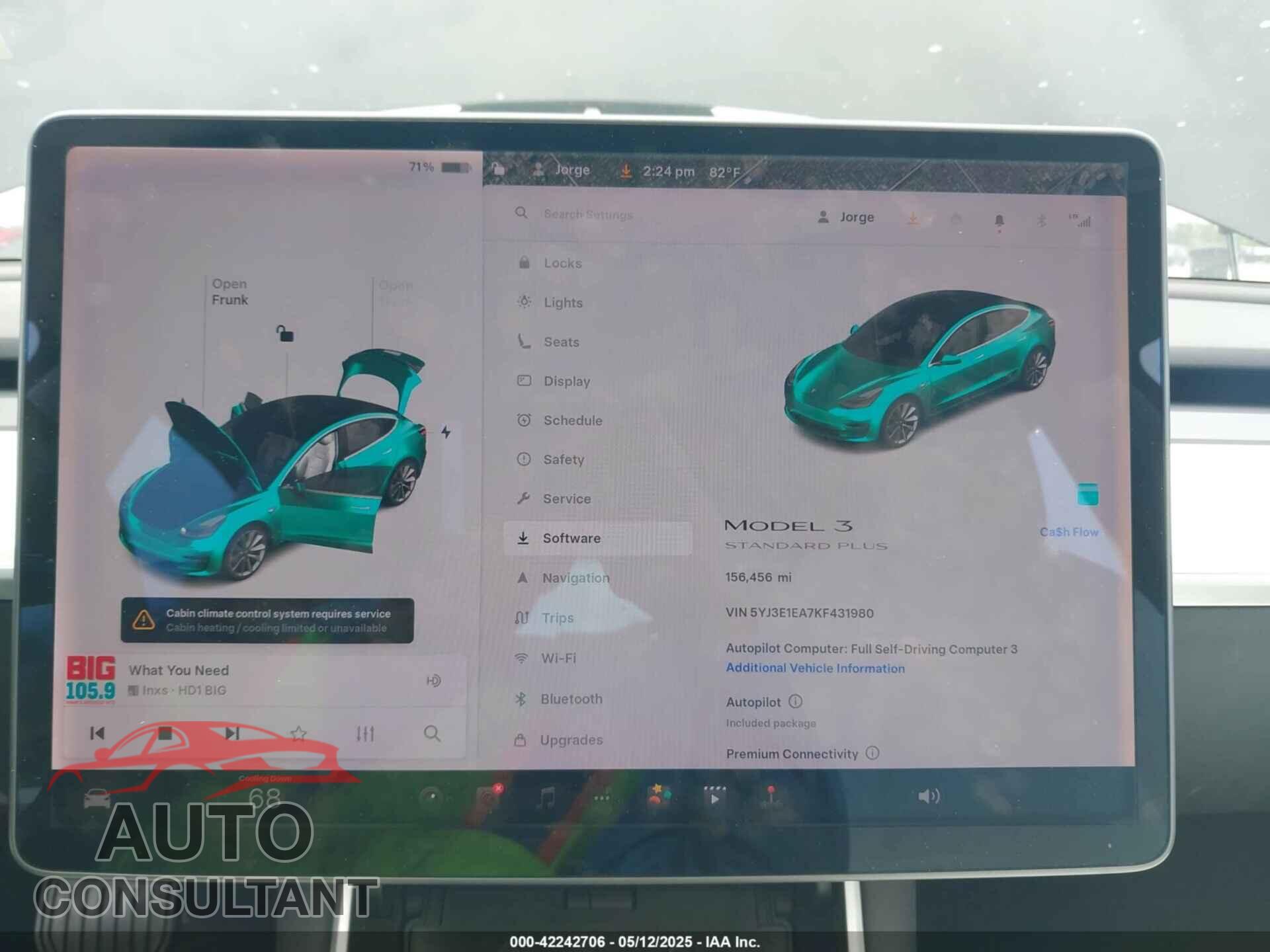 TESLA MODEL 3 2019 - 5YJ3E1EA7KF431980