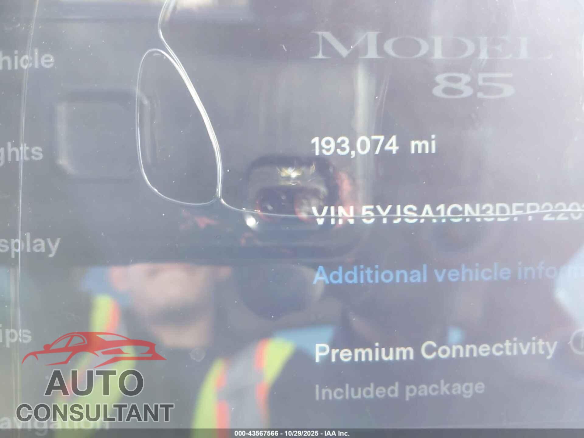 TESLA MODEL S 2013 - 5YJSA1CN3DFP22010