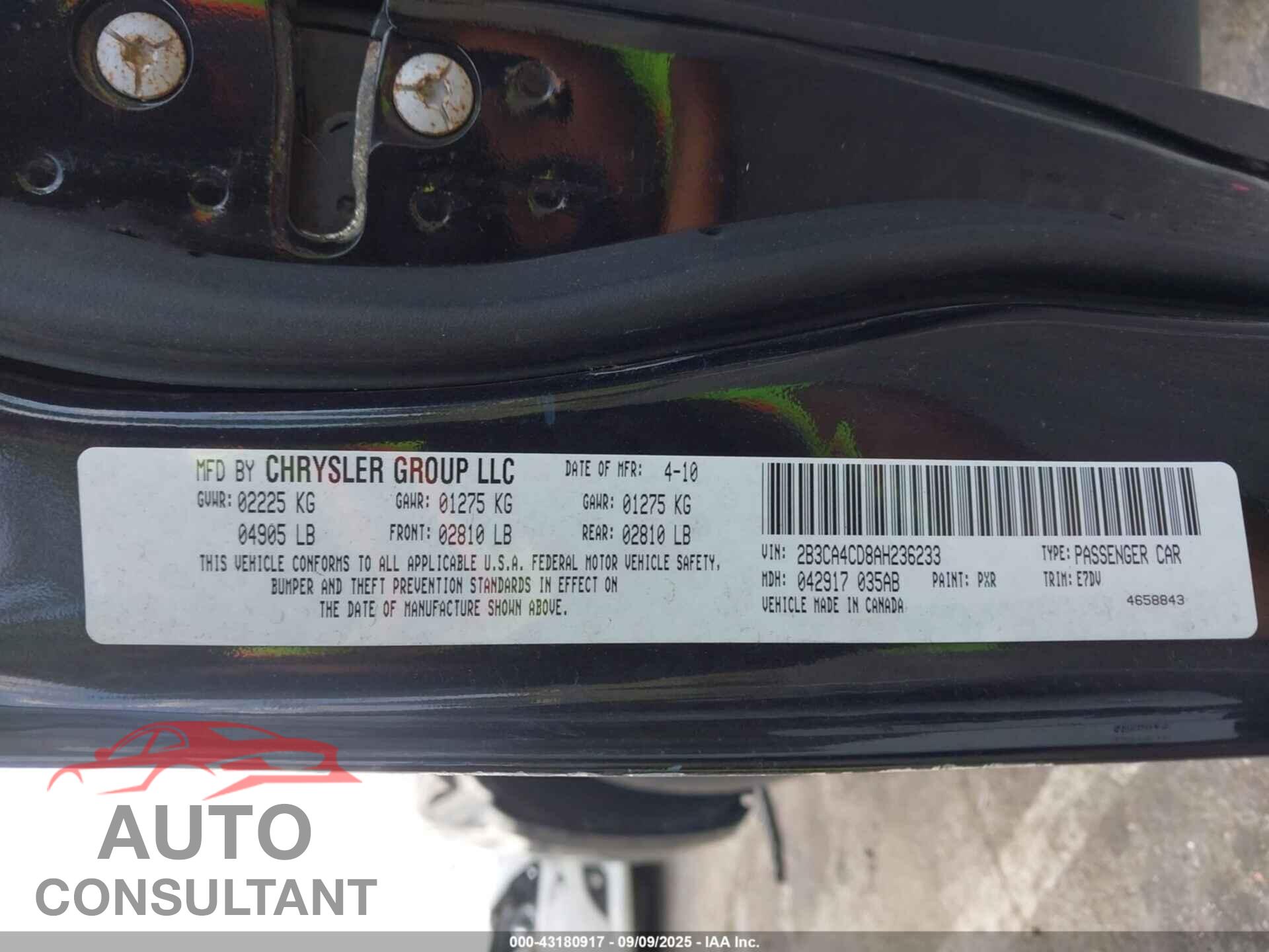 DODGE CHARGER 2010 - 2B3CA4CD8AH236233