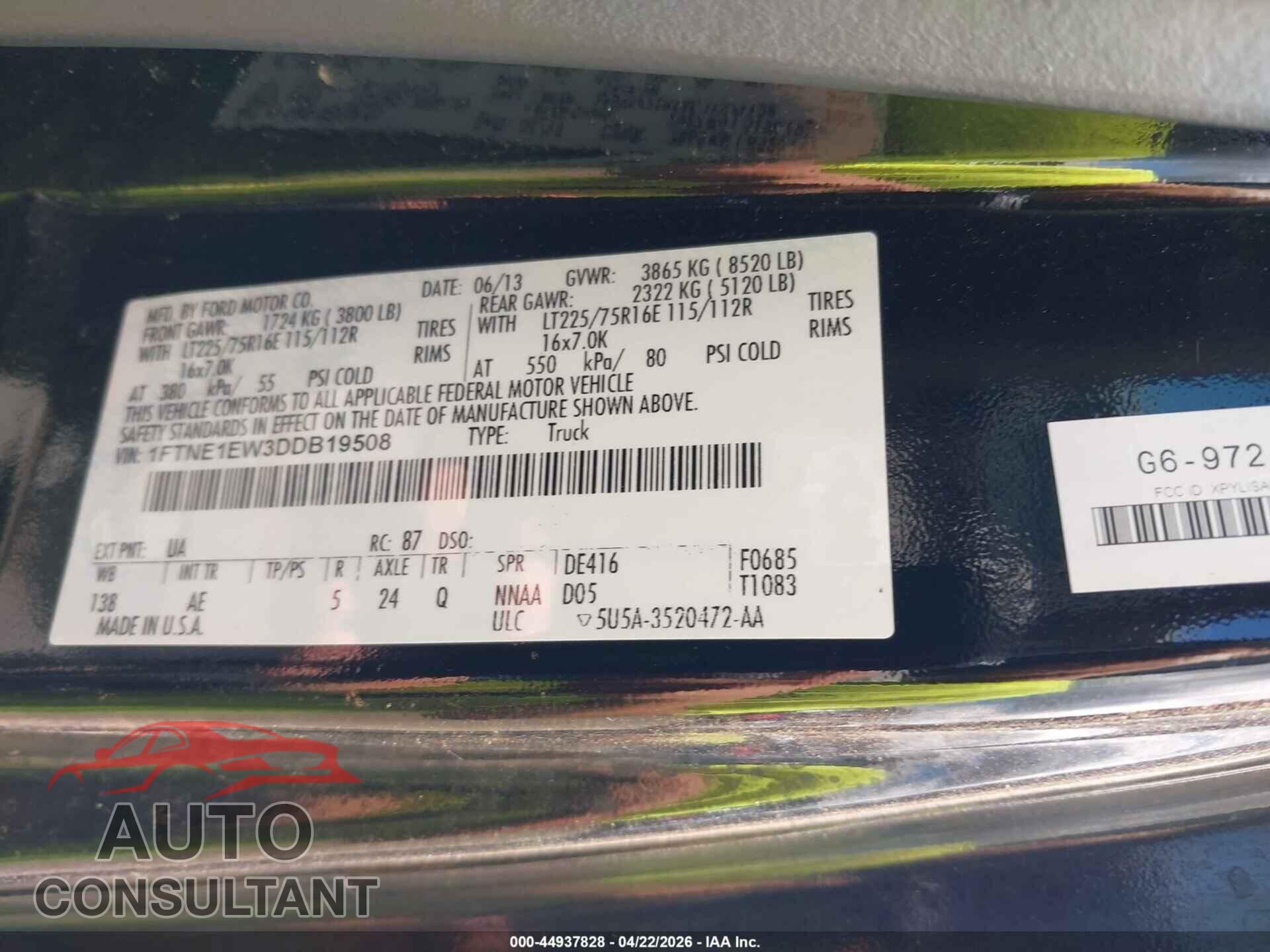 FORD E-150 2013 - 1FTNE1EW3DDB19508