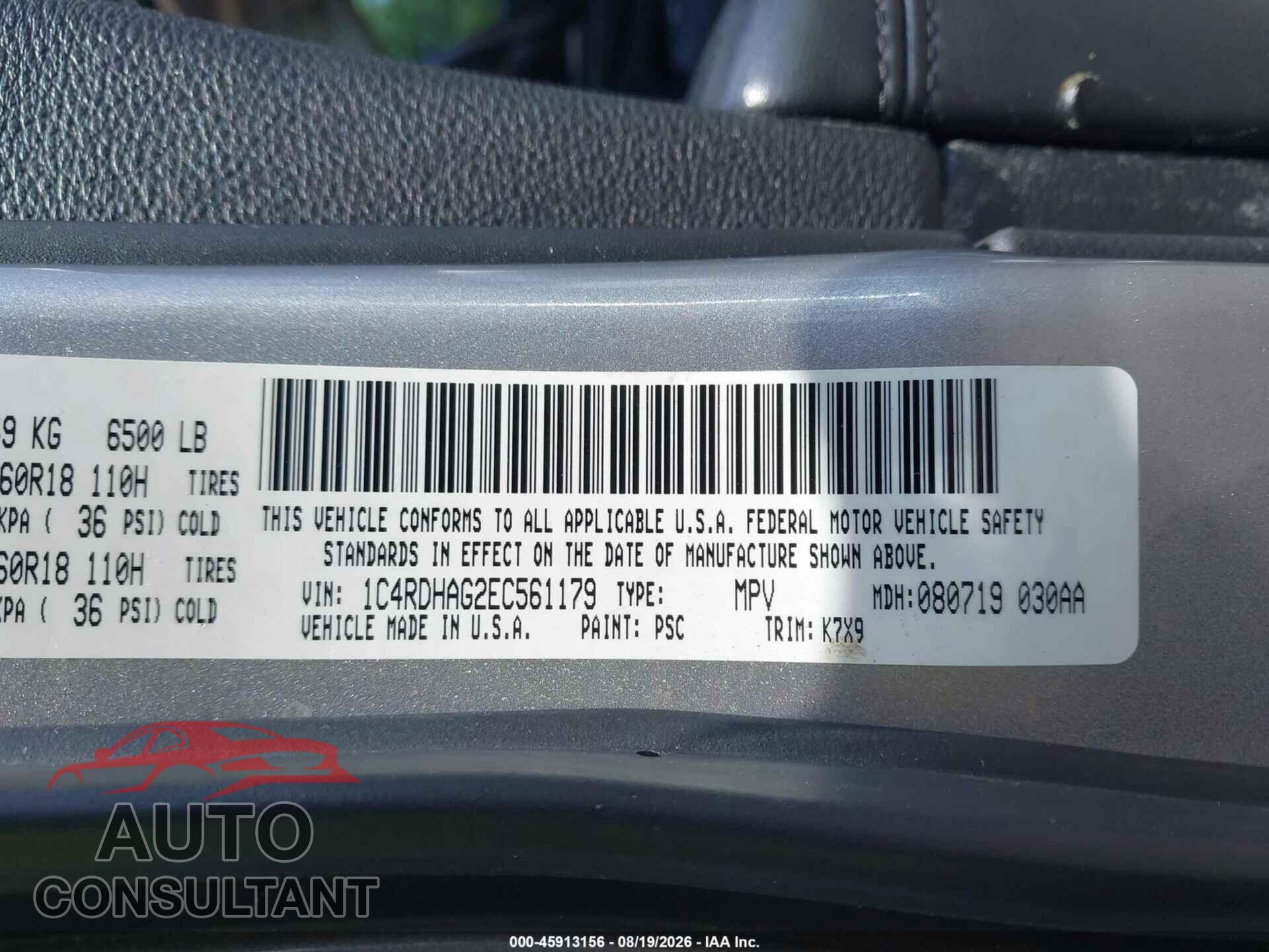 DODGE DURANGO 2014 - 1C4RDHAG2EC561179