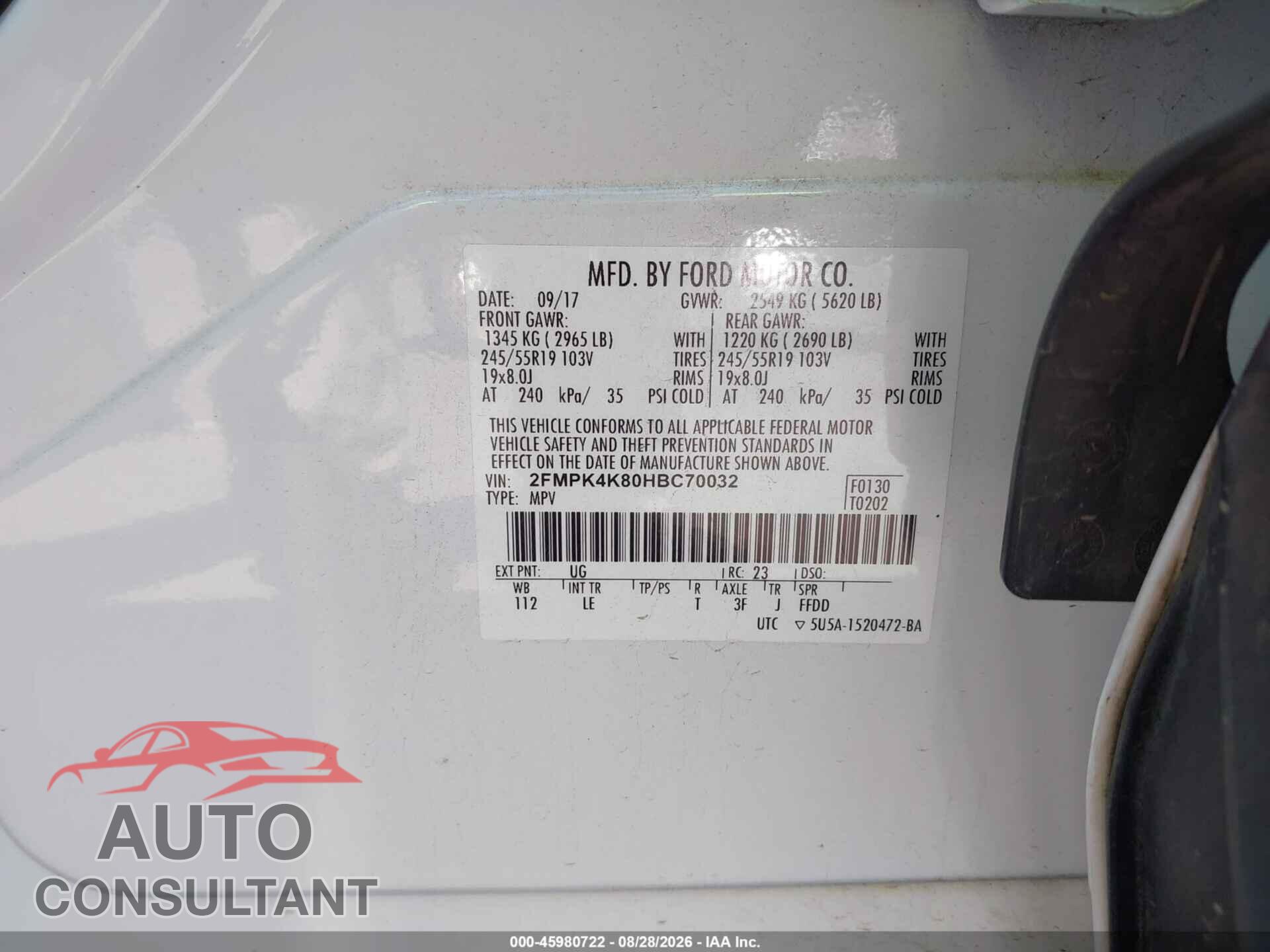 FORD EDGE 2017 - 2FMPK4K80HBC70032