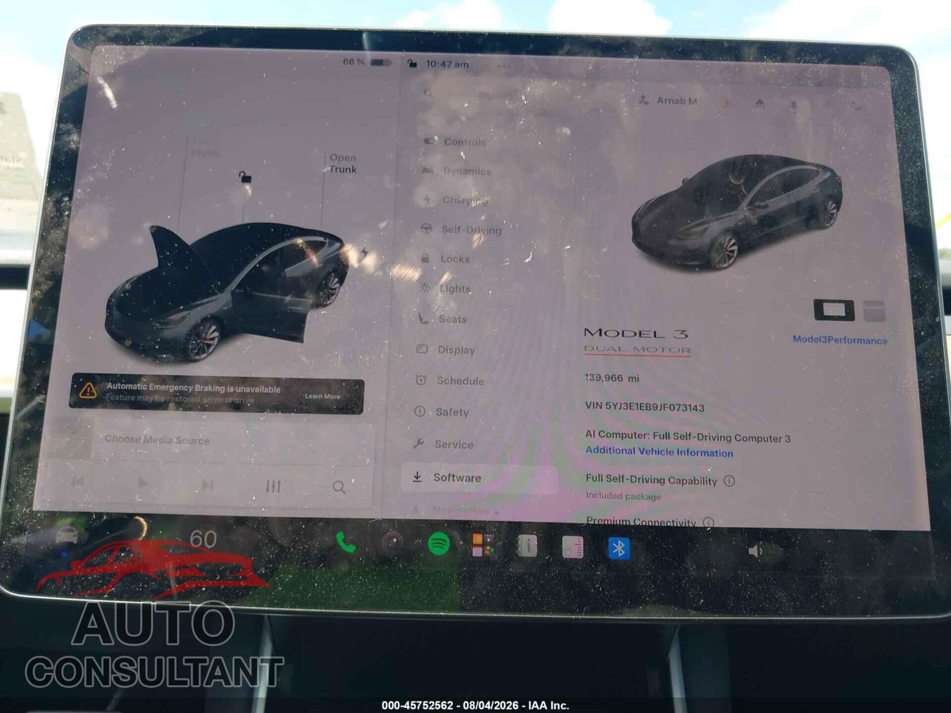TESLA MODEL 3 2018 - 5YJ3E1EB9JF073143