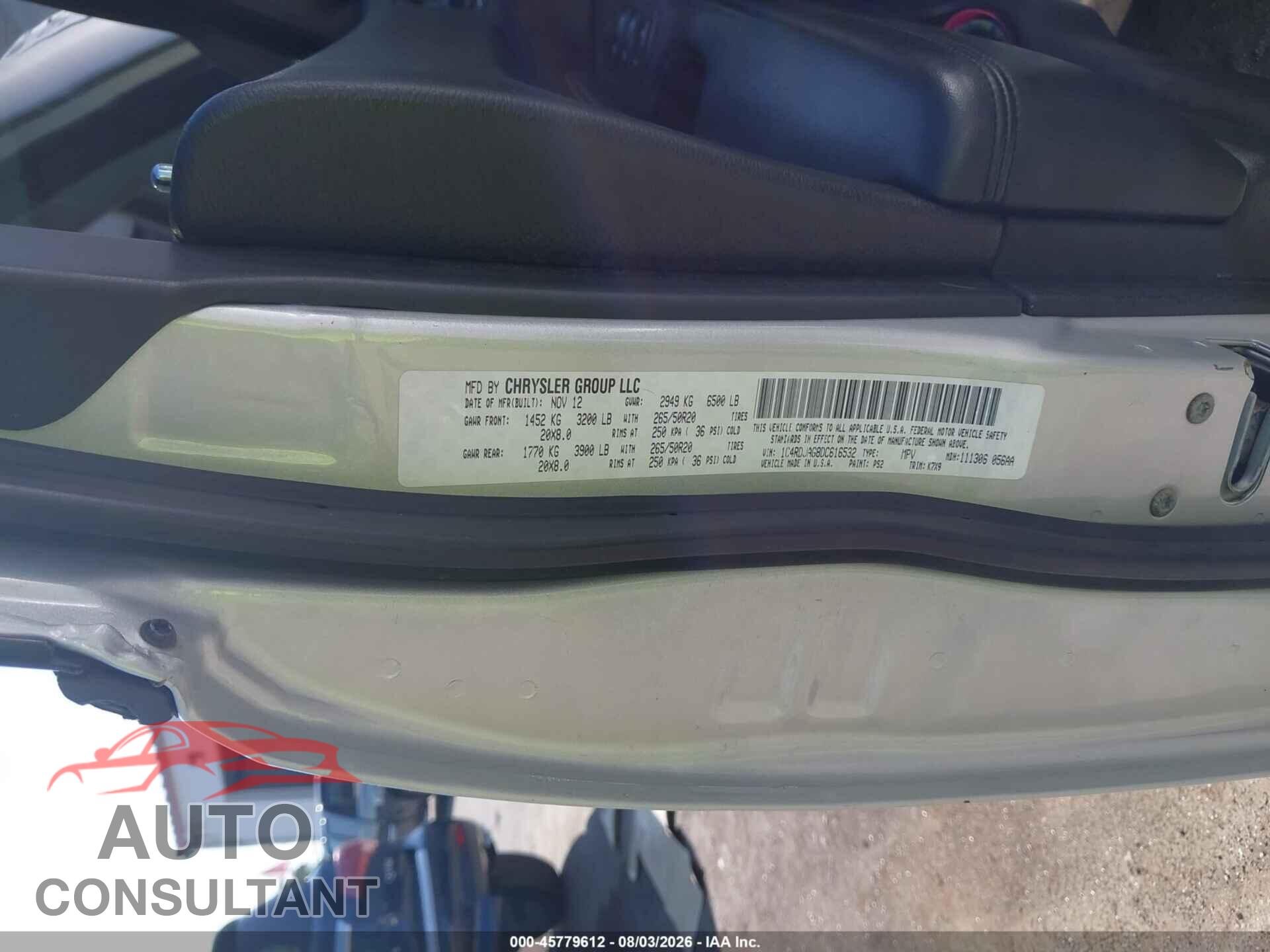 DODGE DURANGO 2013 - 1C4RDJAG8DC616532