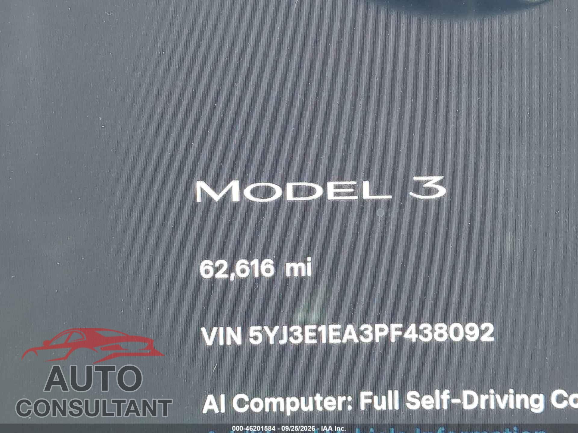 TESLA MODEL 3 2023 - 5YJ3E1EA3PF438092