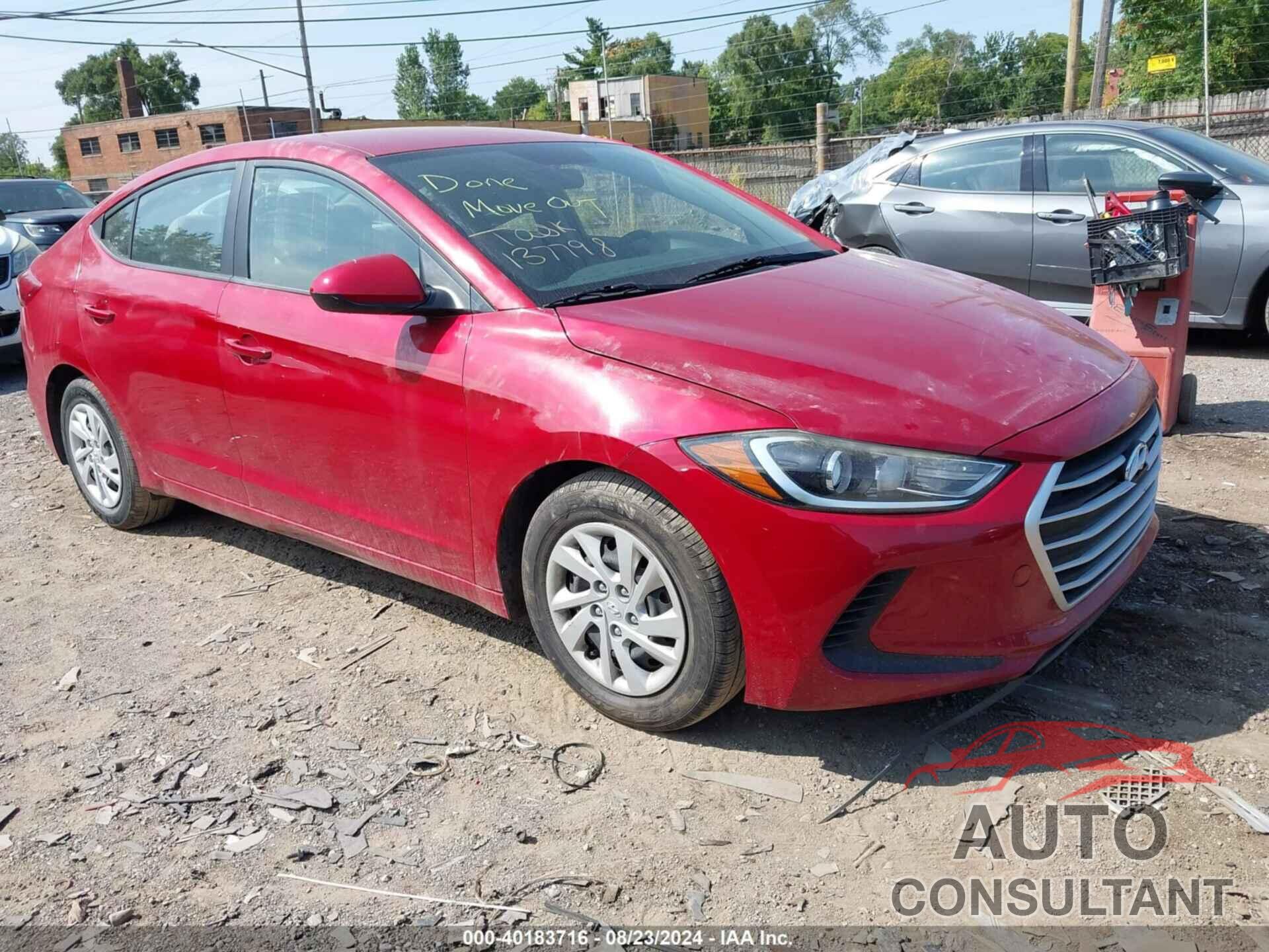 HYUNDAI ELANTRA 2017 - 5NPD74LF7HH188406