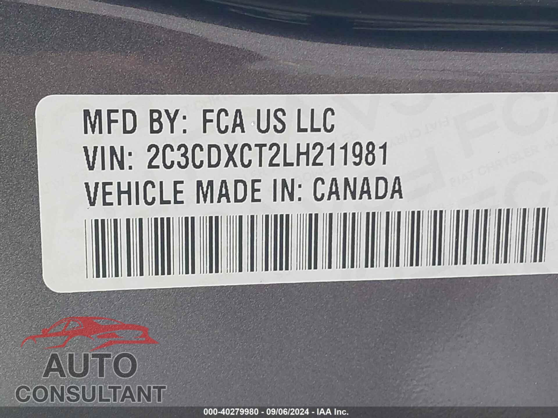 DODGE CHARGER 2020 - 2C3CDXCT2LH211981