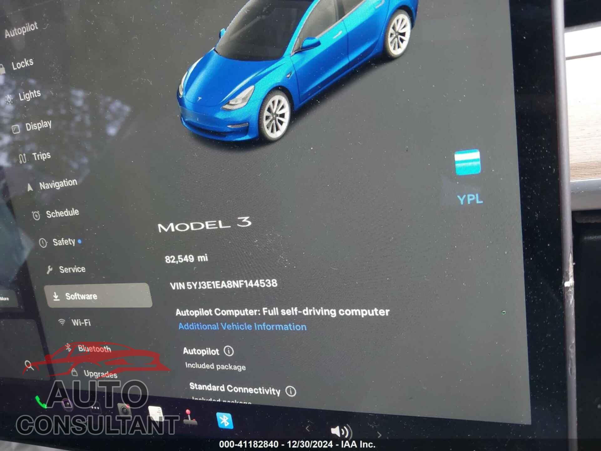 TESLA MODEL 3 2022 - 5YJ3E1EA8NF144538