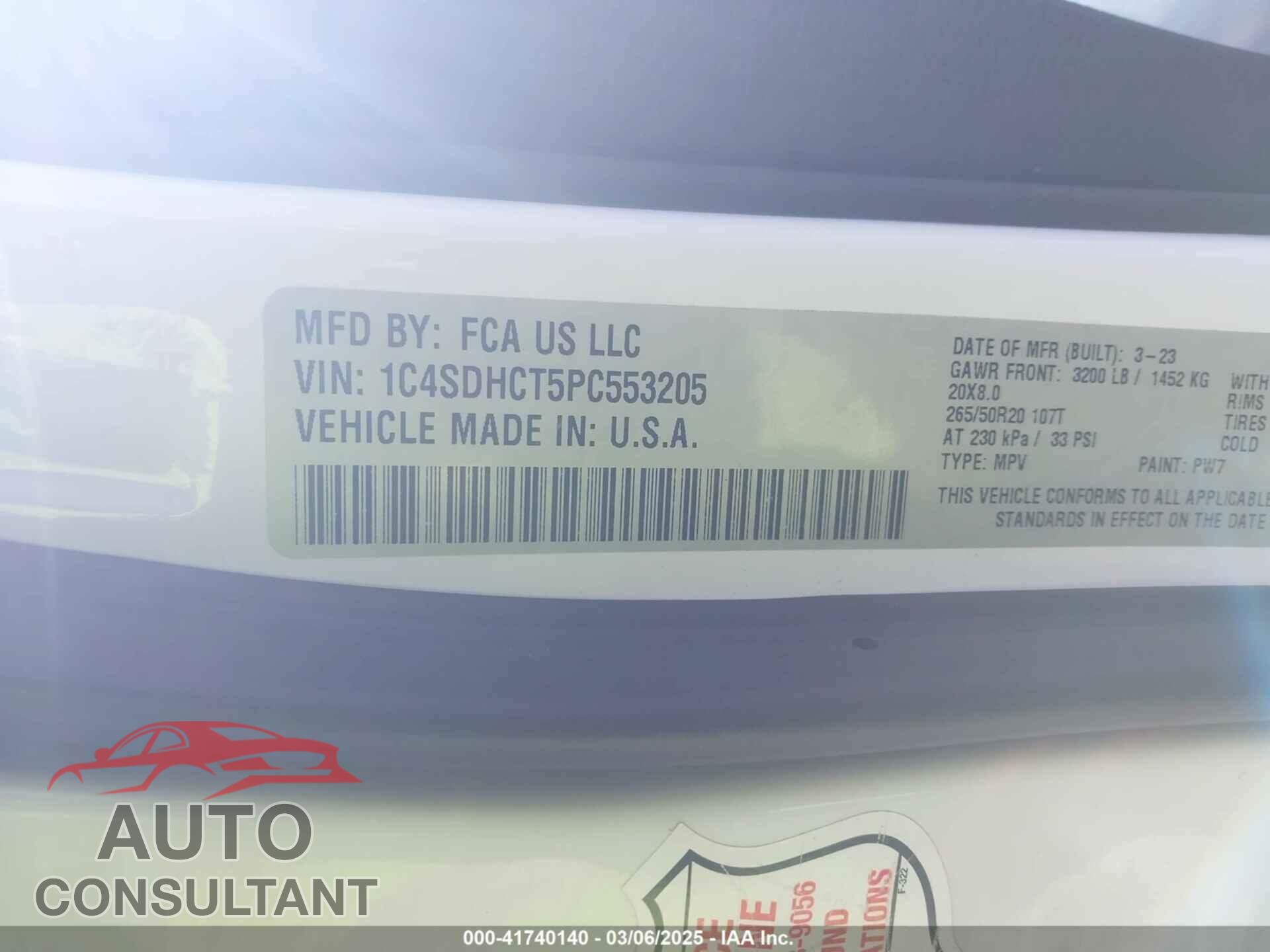 DODGE DURANGO 2023 - 1C4SDHCT5PC553205