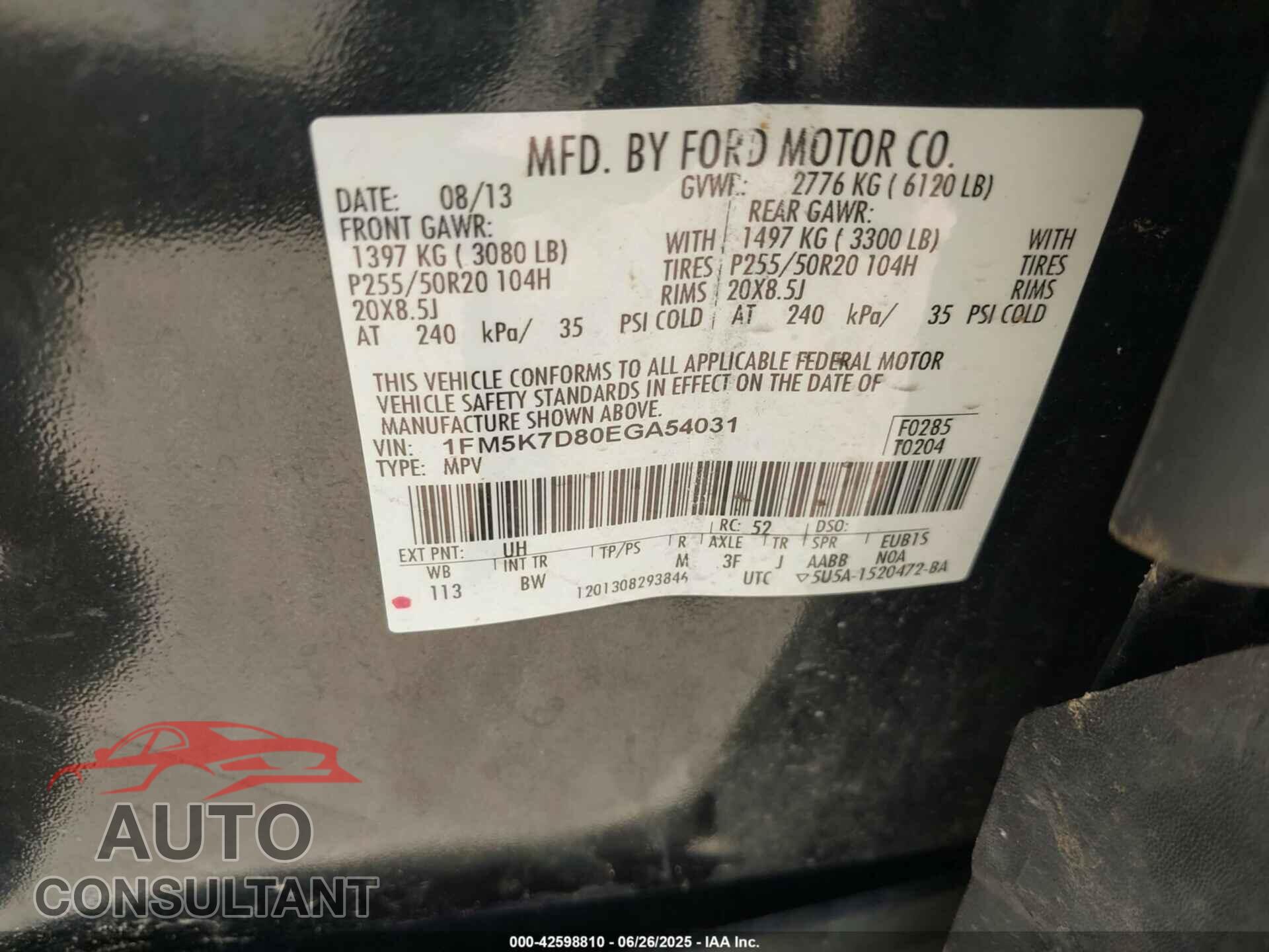FORD EXPLORER 2014 - 1FM5K7D80EGA54031