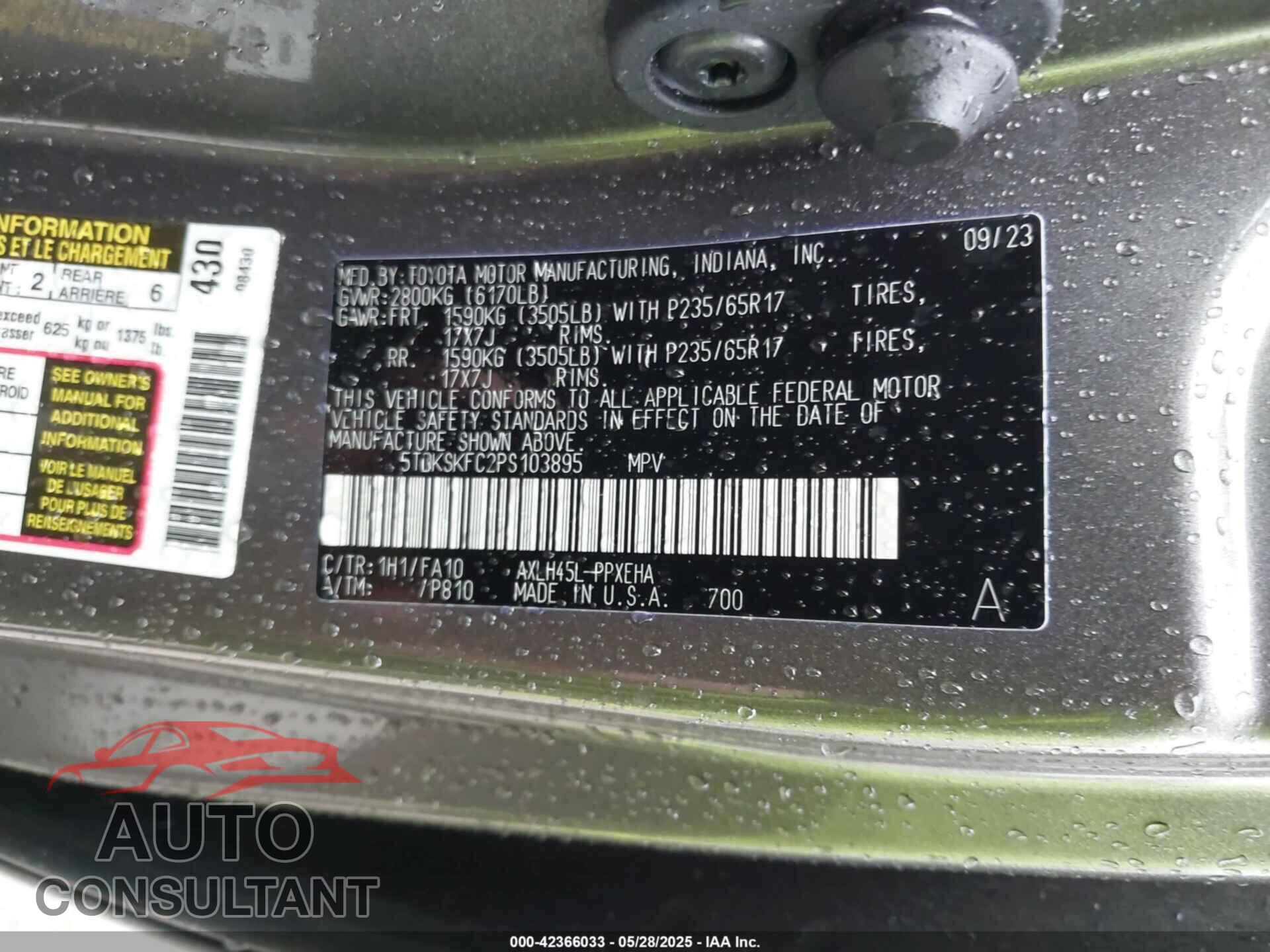 TOYOTA SIENNA 2023 - 5TDKSKFC2PS103895