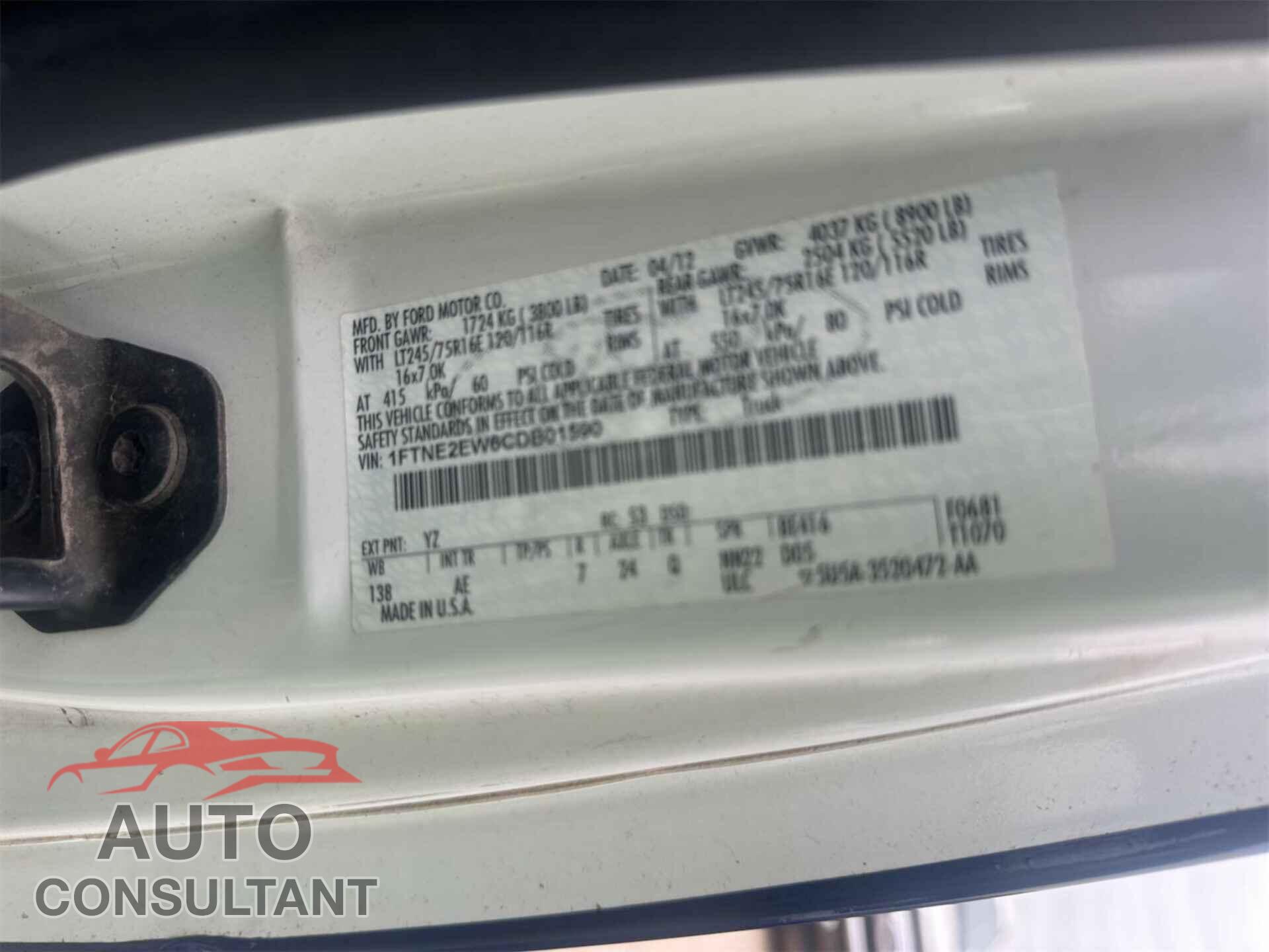 FORD ECONOLINE 2012 - 1FTNE2EW6CDB01590