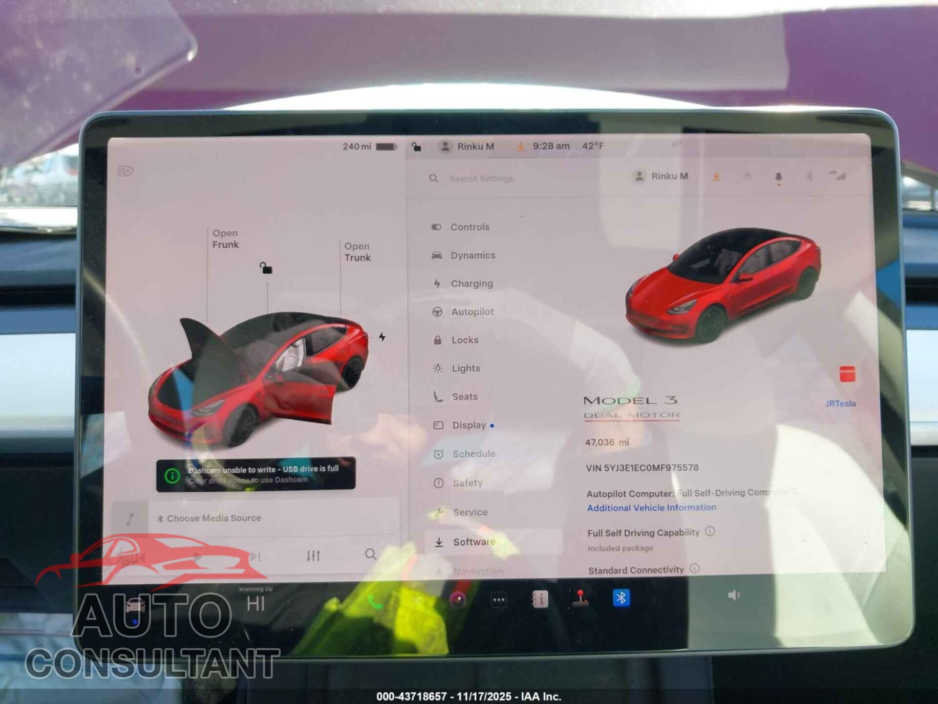 TESLA MODEL 3 2021 - 5YJ3E1EC0MF975578