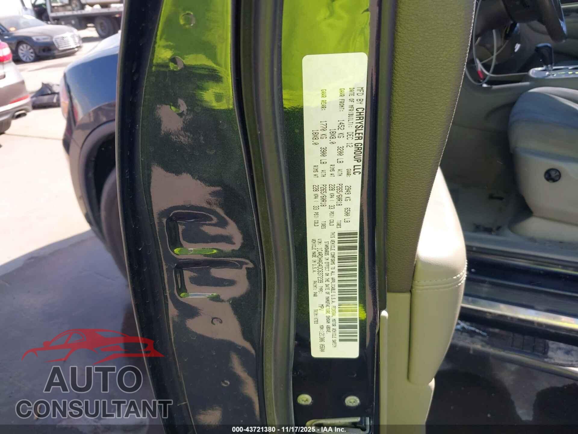 DODGE DURANGO 2013 - 1C4RDHAG4DC637239