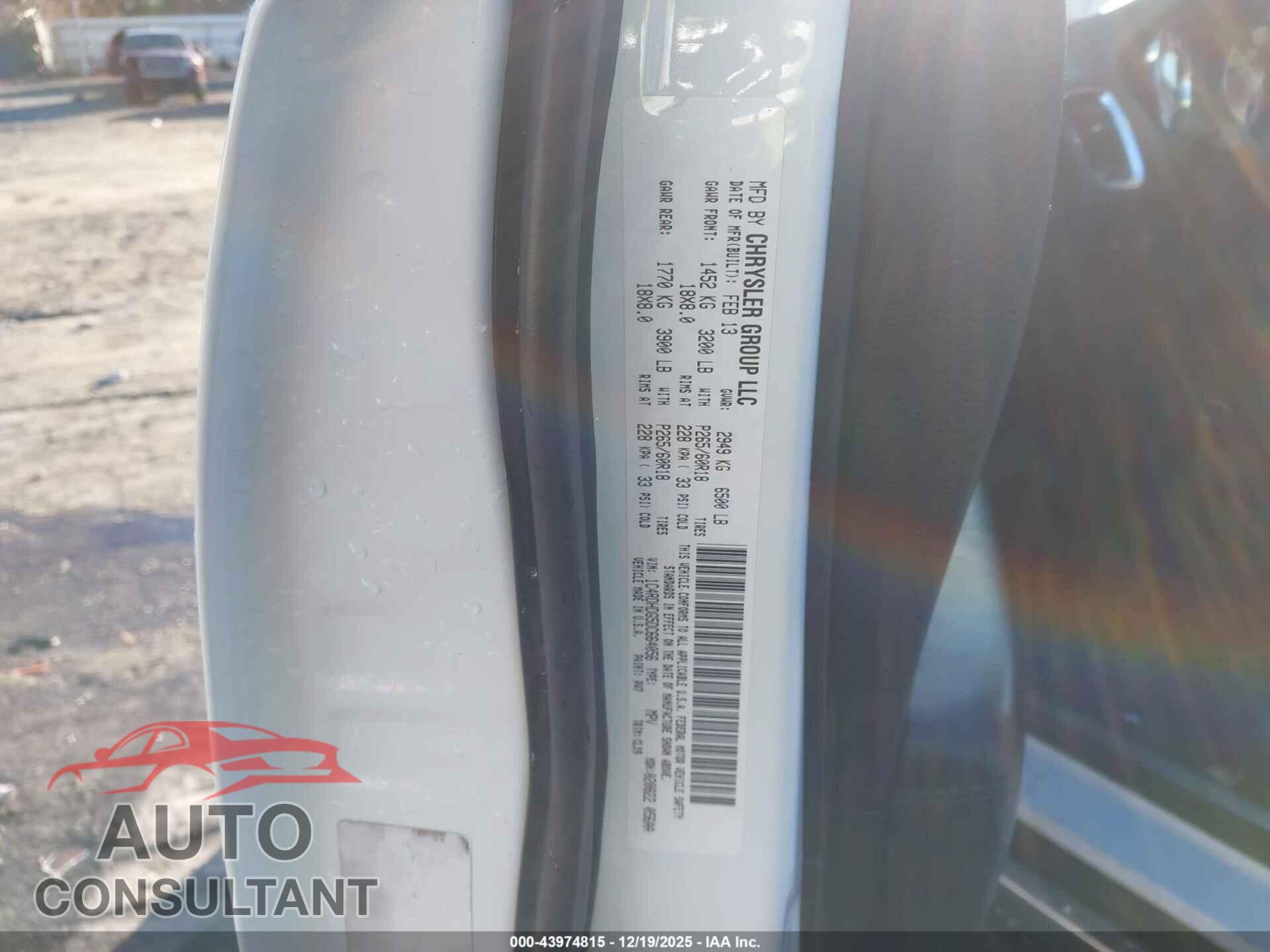 DODGE DURANGO 2013 - 1C4RDHDG5DC664056