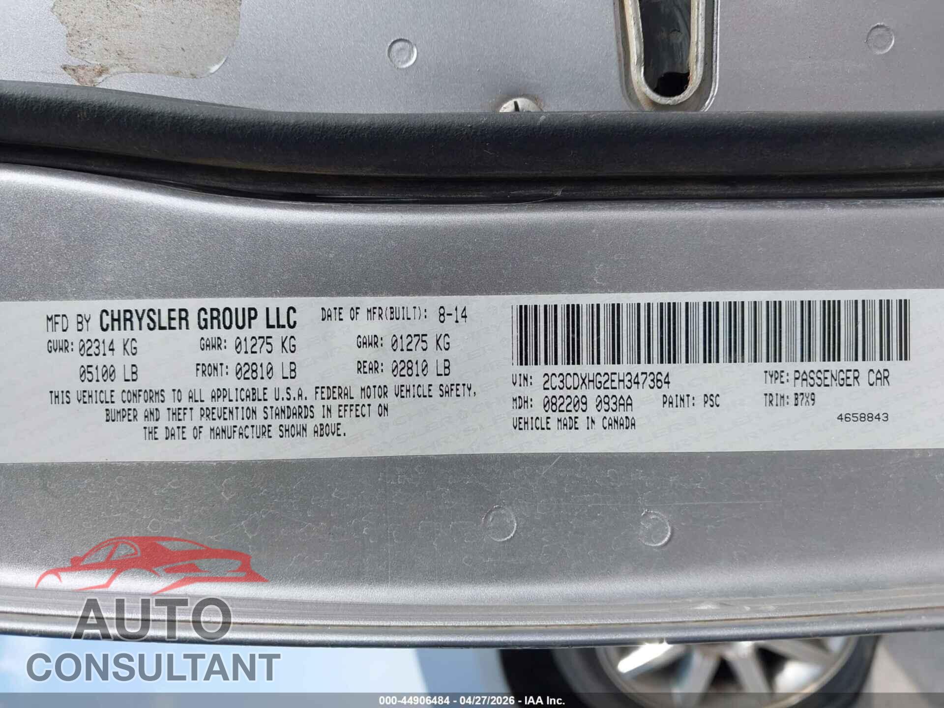 DODGE CHARGER 2014 - 2C3CDXHG2EH347364