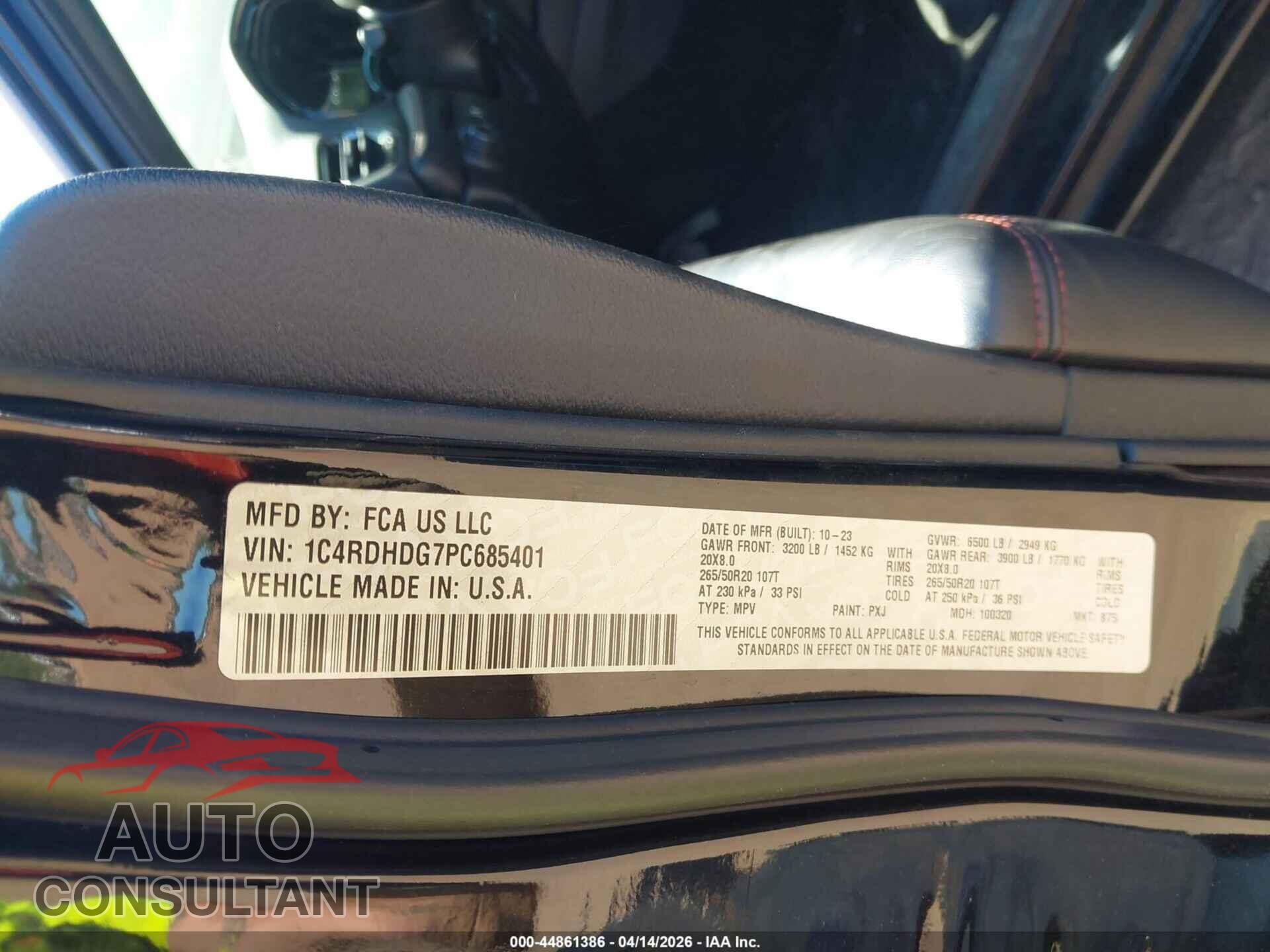 DODGE DURANGO 2023 - 1C4RDHDG7PC685401
