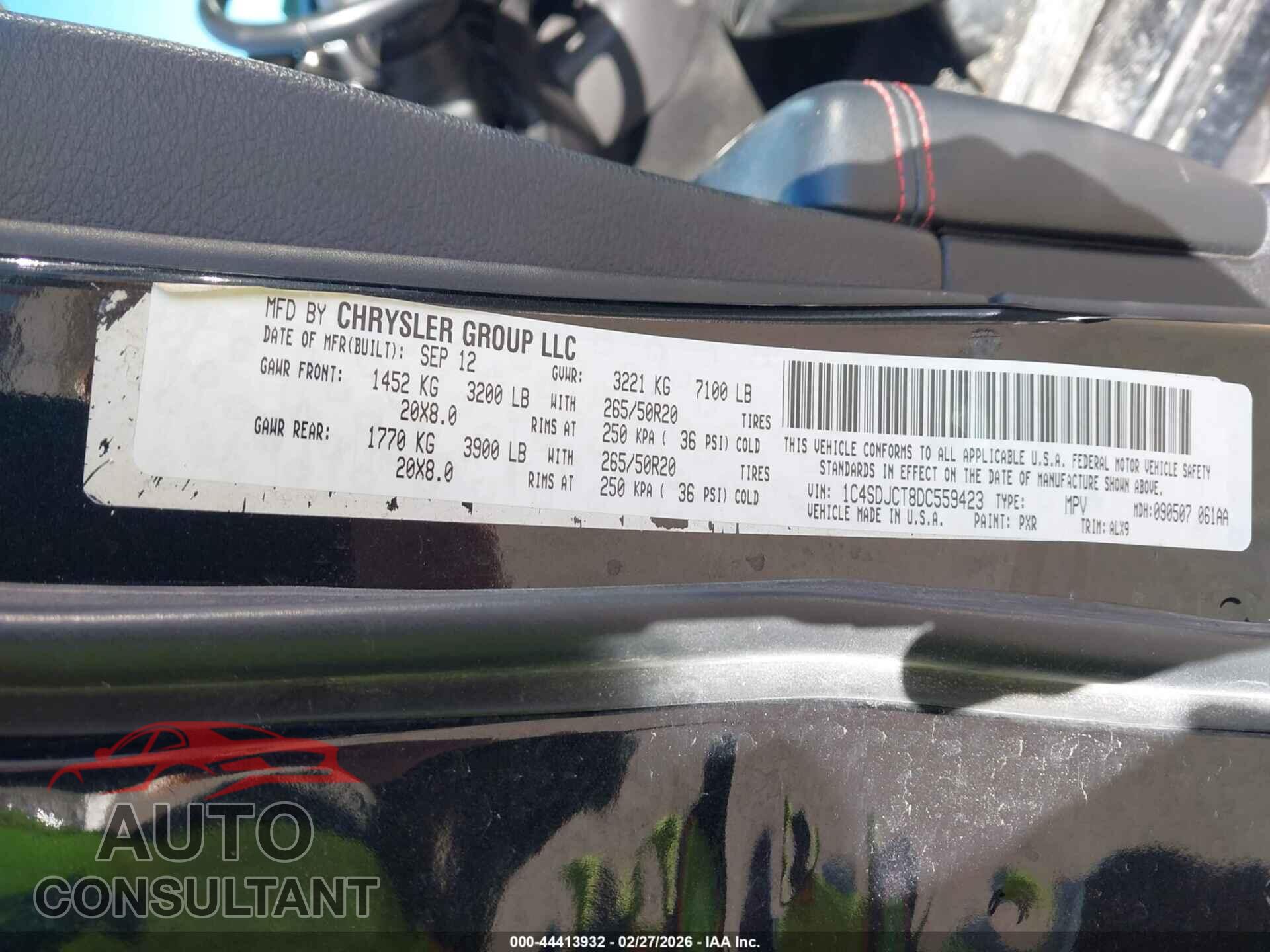DODGE DURANGO 2013 - 1C4SDJCT8DC559423