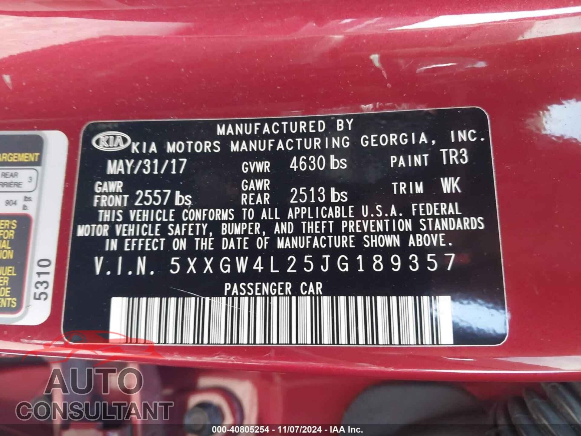 KIA OPTIMA 2018 - 5XXGW4L25JG189357