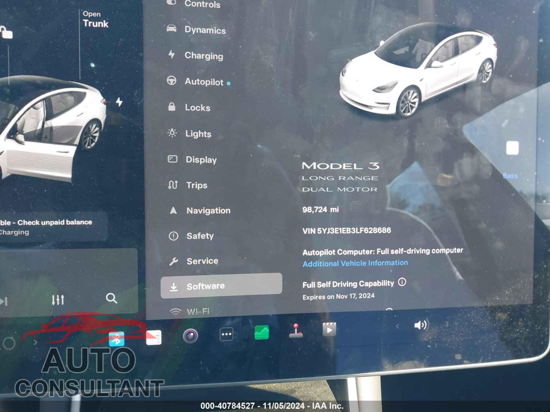TESLA MODEL 3 2020 - 5YJ3E1EB3LF628686