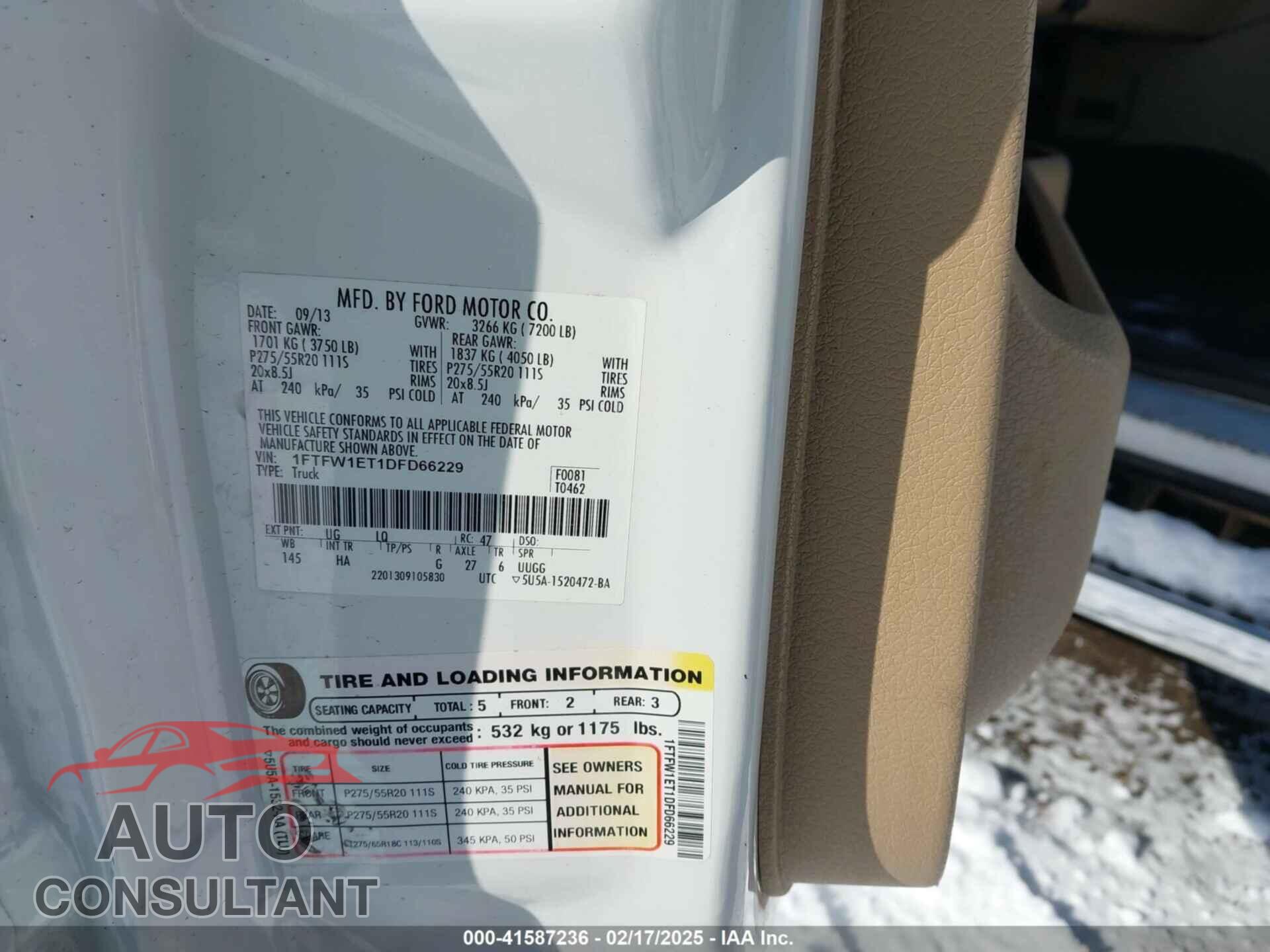 FORD F-150 2013 - 1FTFW1ET1DFD66229