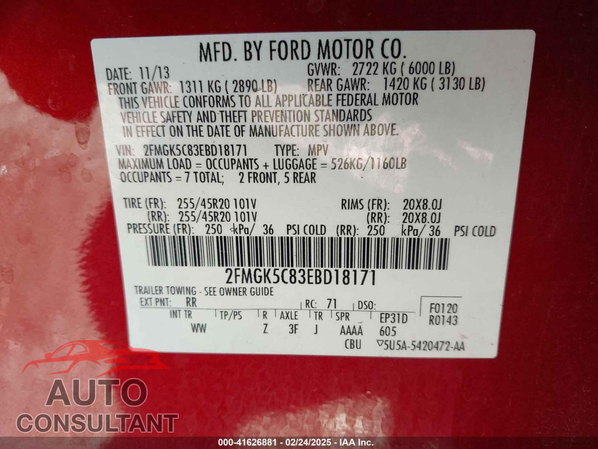 FORD FLEX 2014 - 2FMGK5C83EBD18171