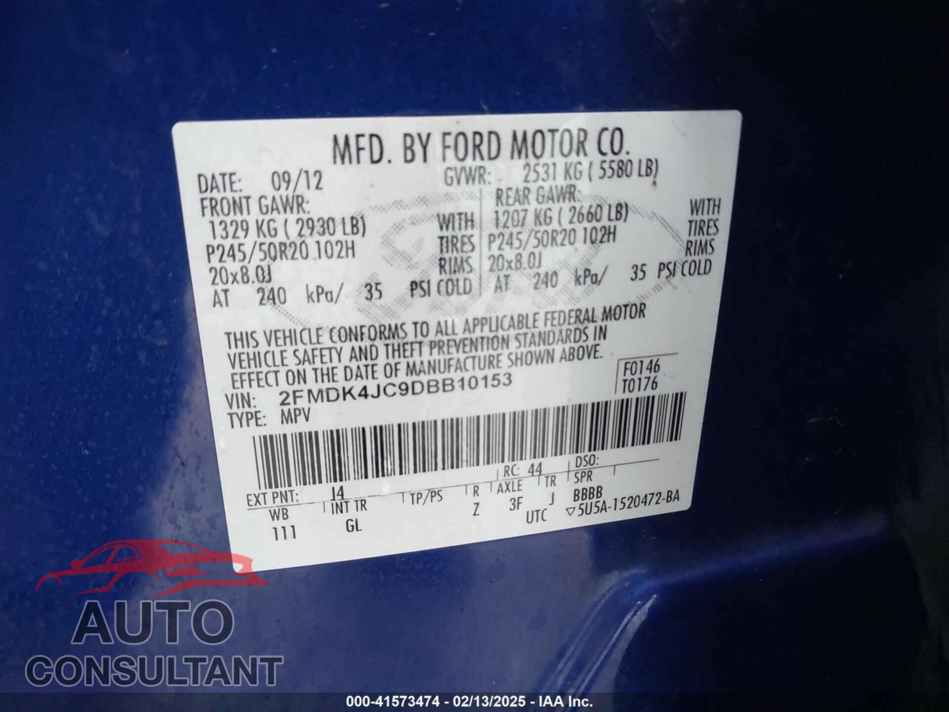 FORD EDGE 2013 - 2FMDK4JC9DBB10153
