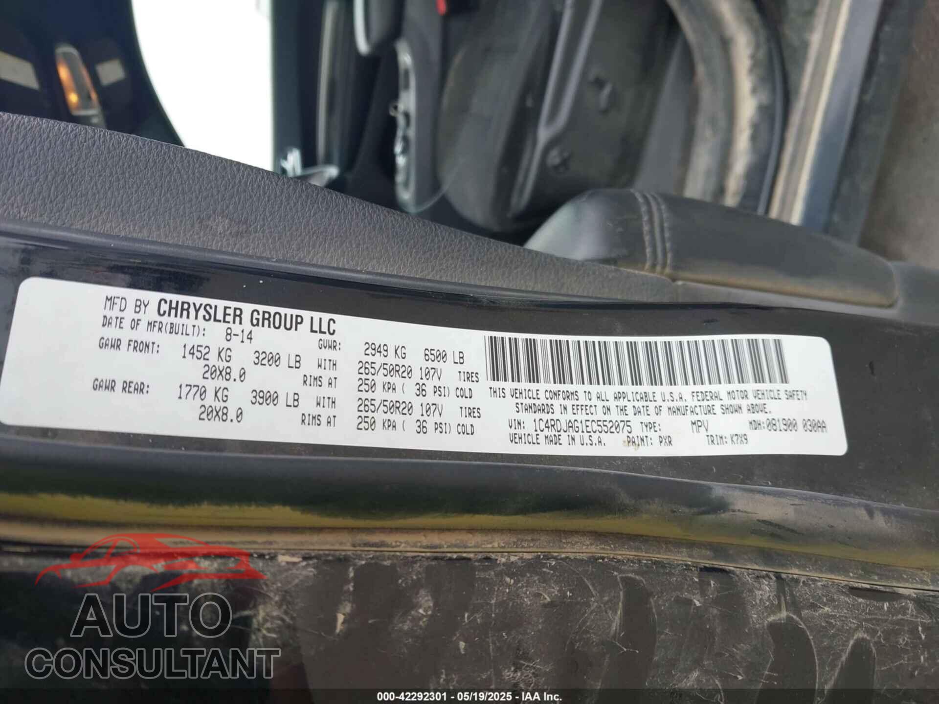 DODGE DURANGO 2014 - 1C4RDJAG1EC552075