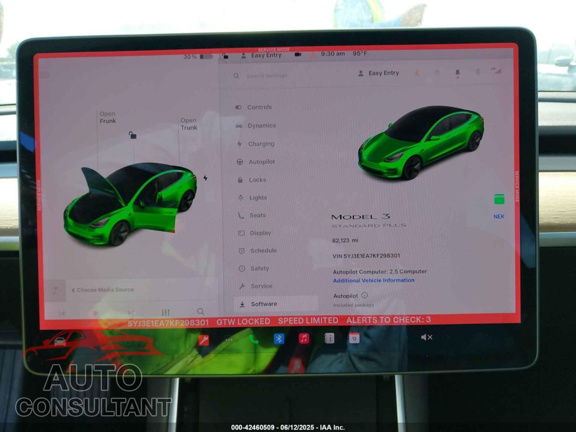 TESLA MODEL 3 2019 - 5YJ3E1EA7KF298301