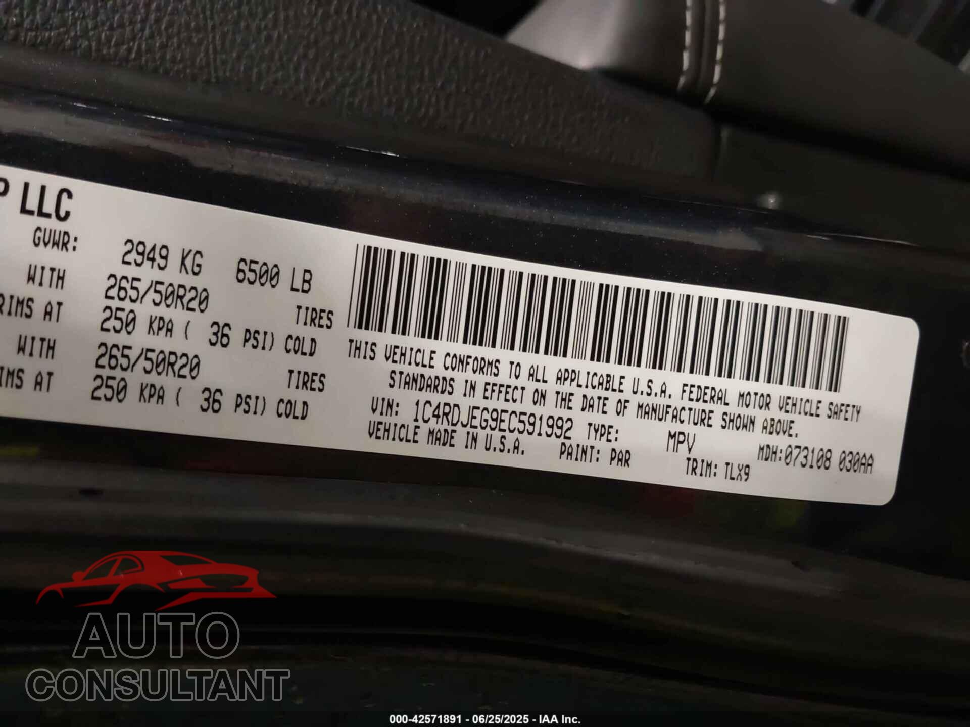 DODGE DURANGO 2014 - 1C4RDJEG9EC591992